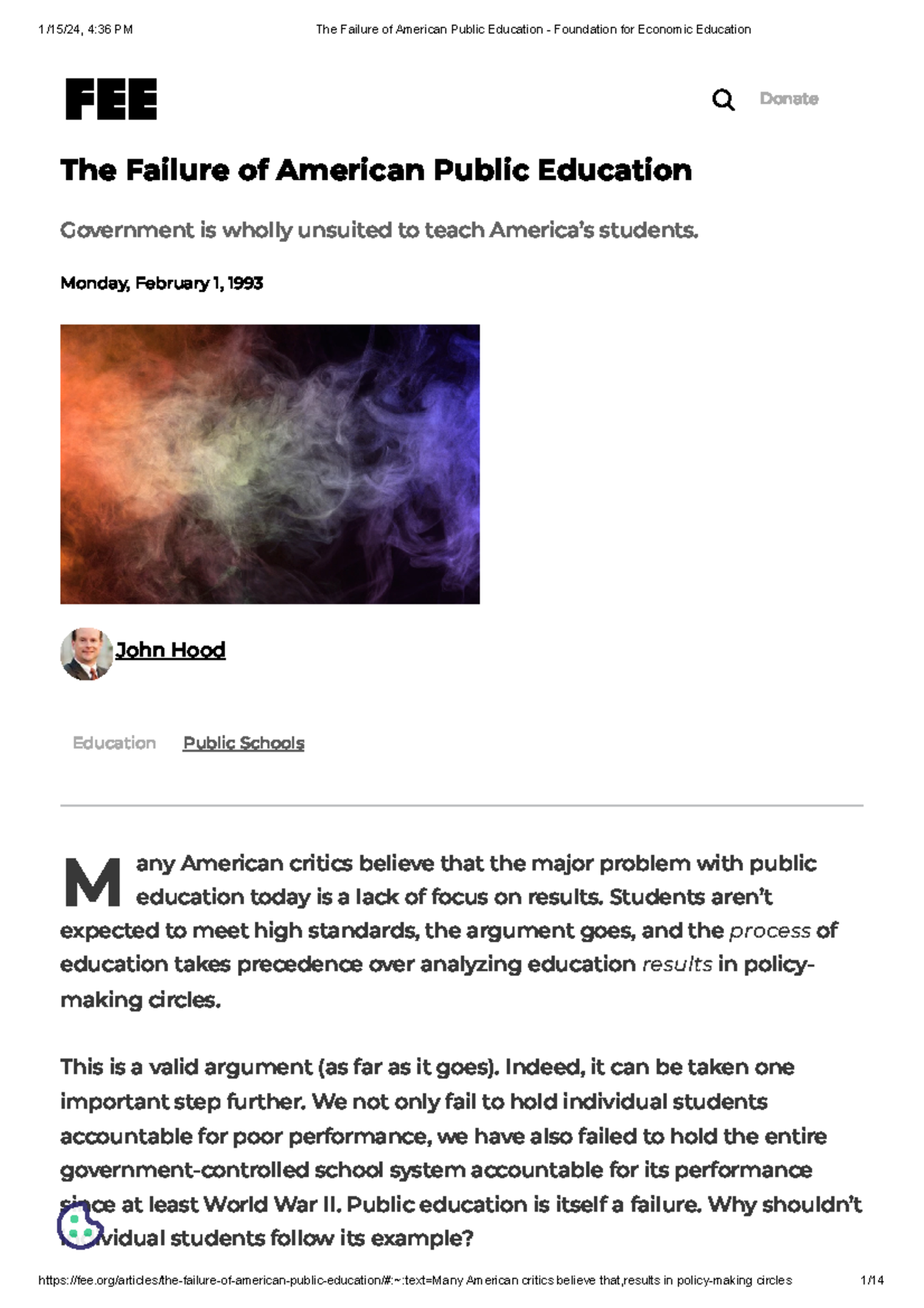 The Failure of American Public Education Foundation for Economic