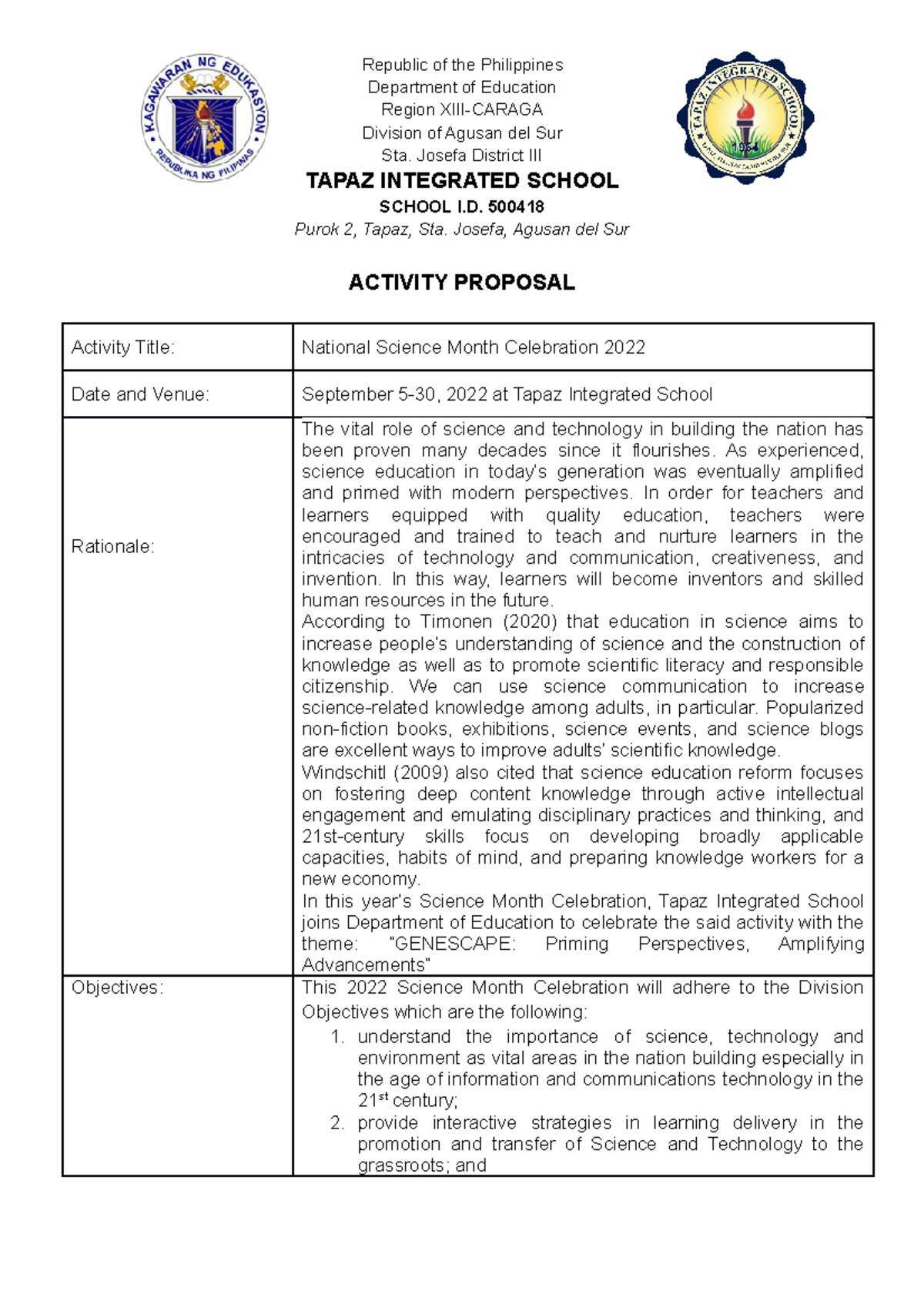 activity-proposal-science-2022-republic-of-the-philippines-department