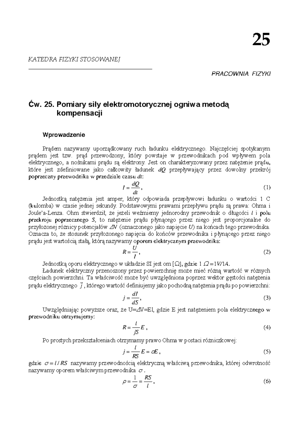 Ćwiczenie 25 - Laboratorium Fizyki Zadania - 25 KATEDRA FIZYKI ...