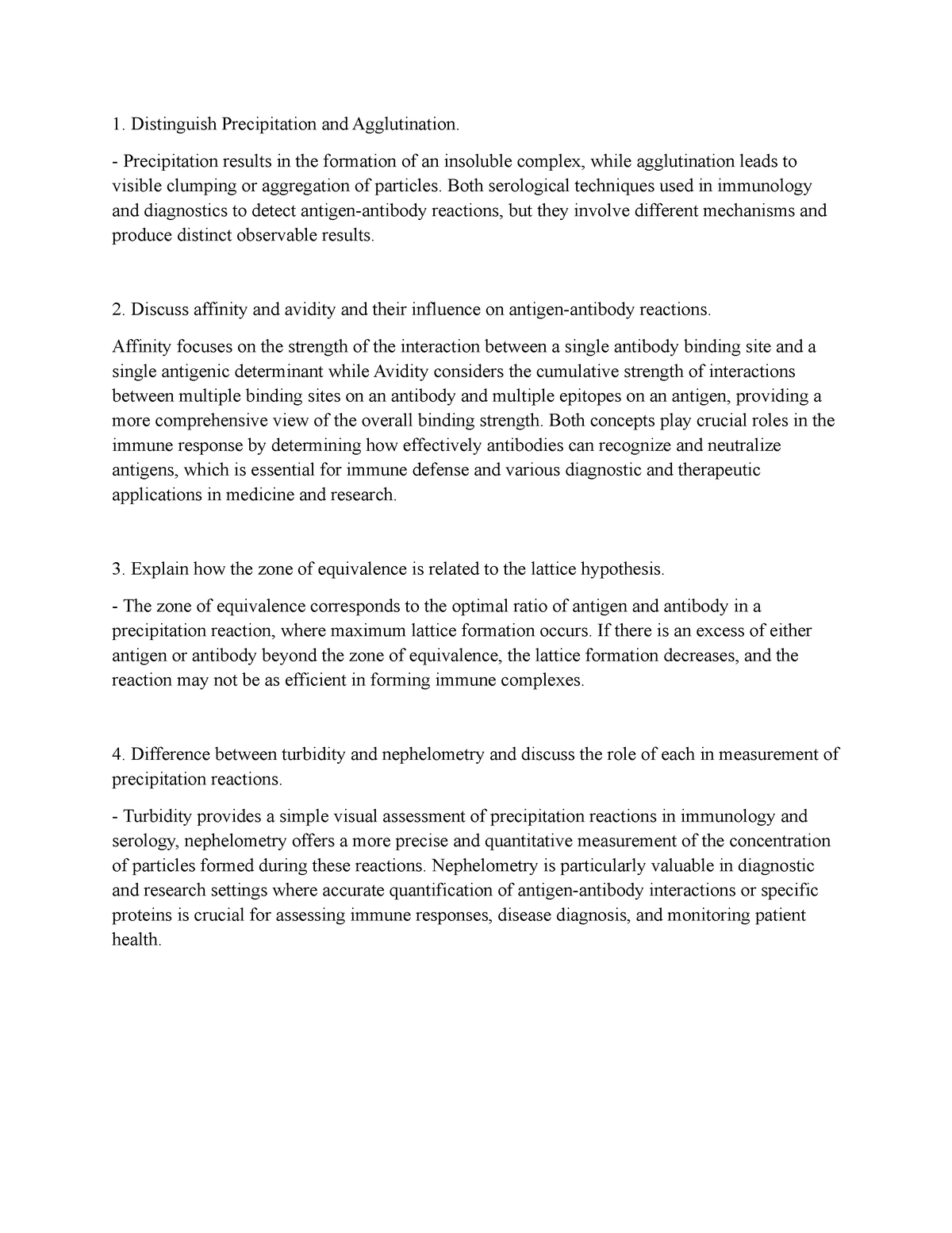 Immuno - Distinguish Precipitation and Agglutination. Precipitation ...