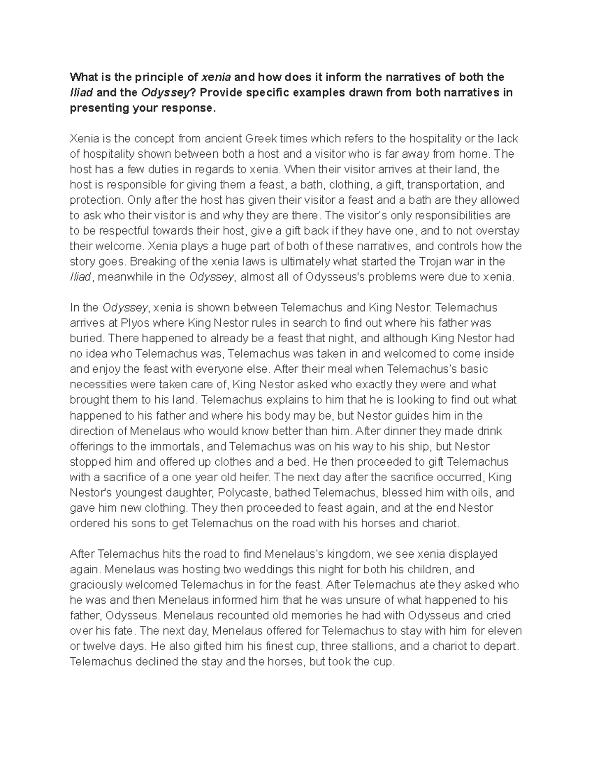 Greek Mythology Final Professor Anthony Tuck What is the principle