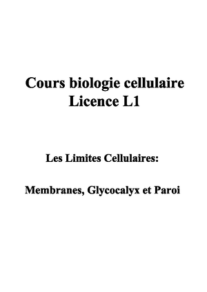 Cours 1 Physiologie Cellulaire Frédérique RENÉ - Cours ( Semaine 2 ...