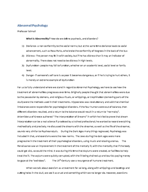 Abnormal notes - What is a Psychological Disorder? -Time Period-how ...