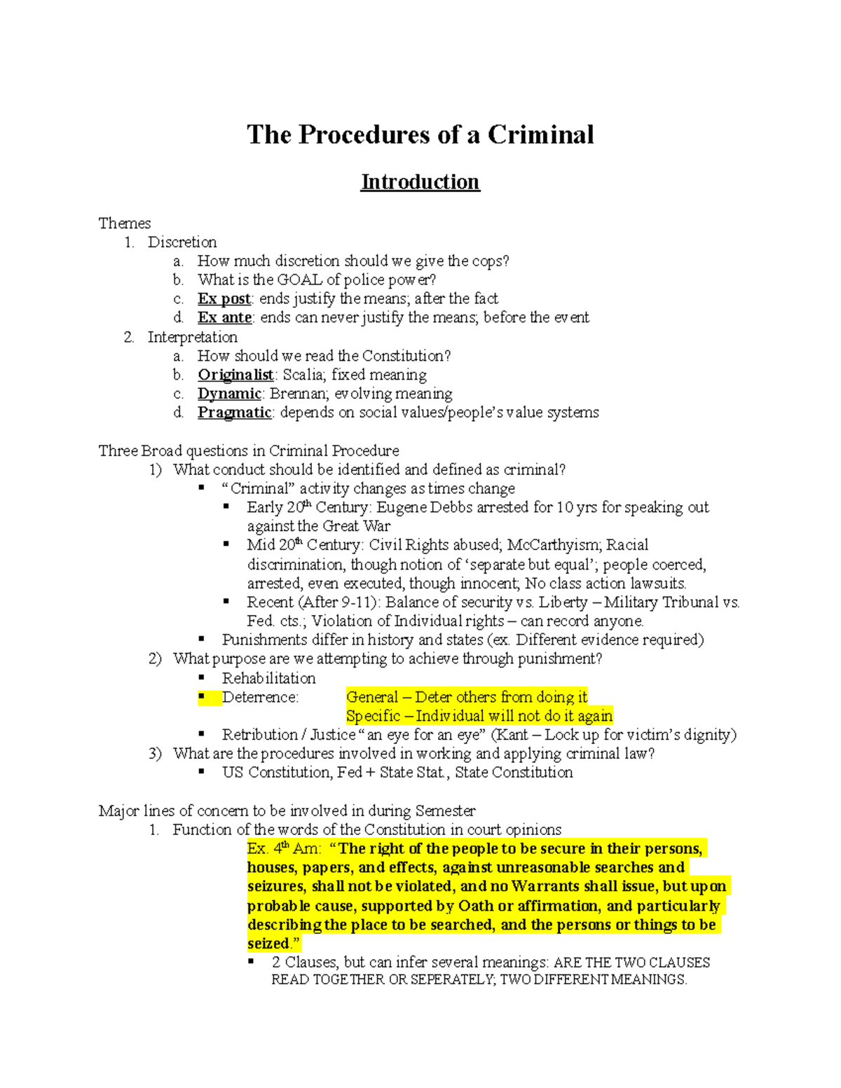 Criminal Procedure - The Procedures of a Criminal Introduction Themes 1 ...