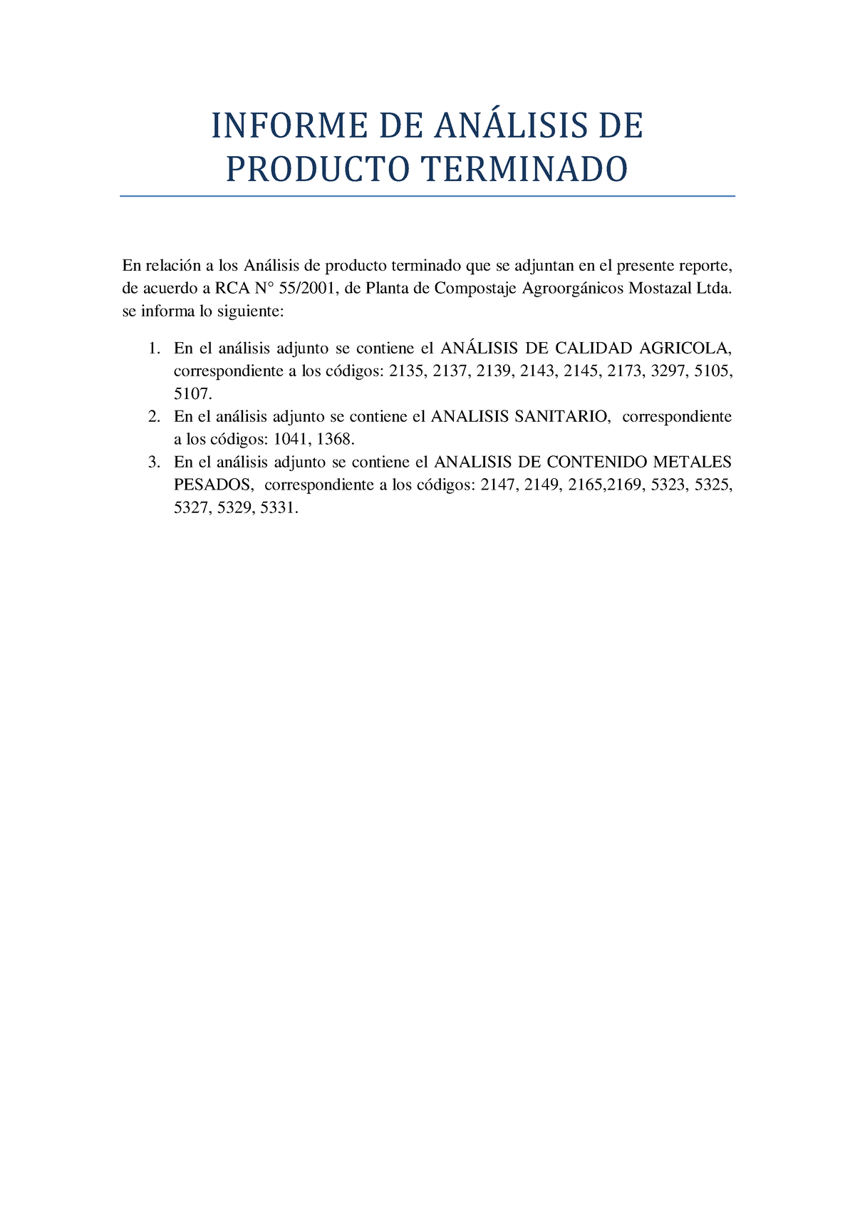 Informe Analisis De Producto Terminado Sept 2019 Informe De AnÁlisis De Producto Terminado En 3049