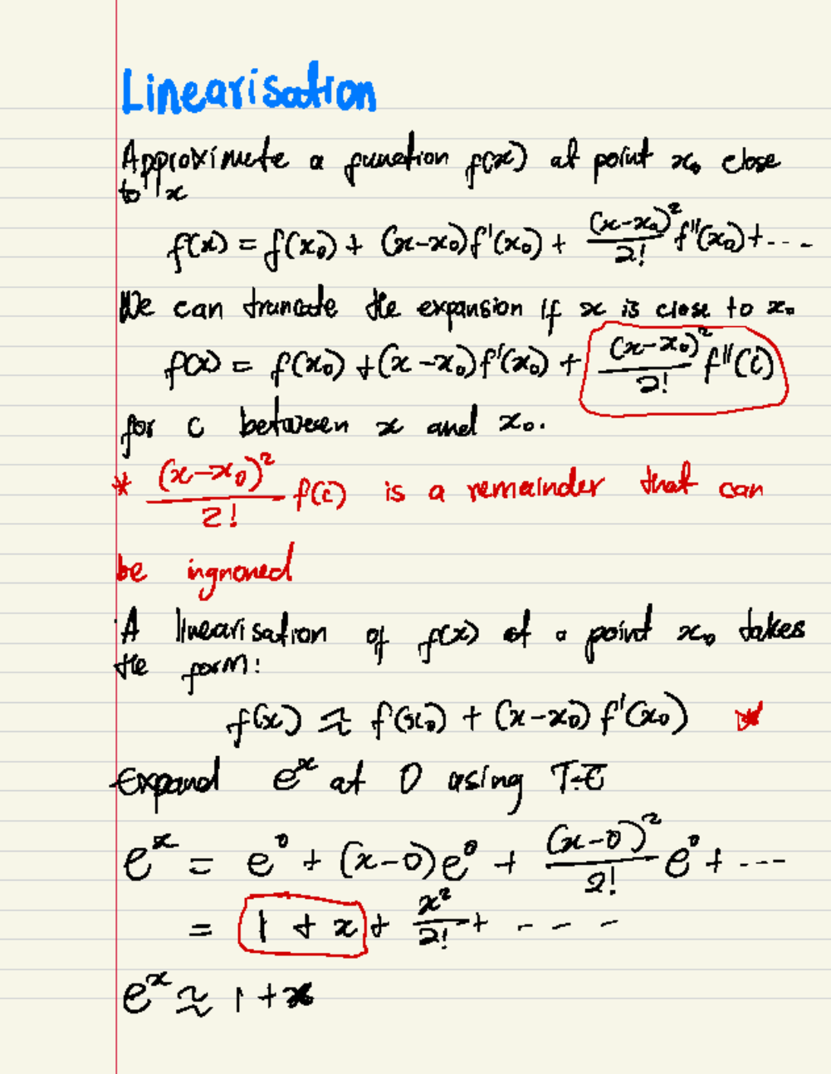 Lec23 - very detailed - Linearisation Approximate a function fox) at ...