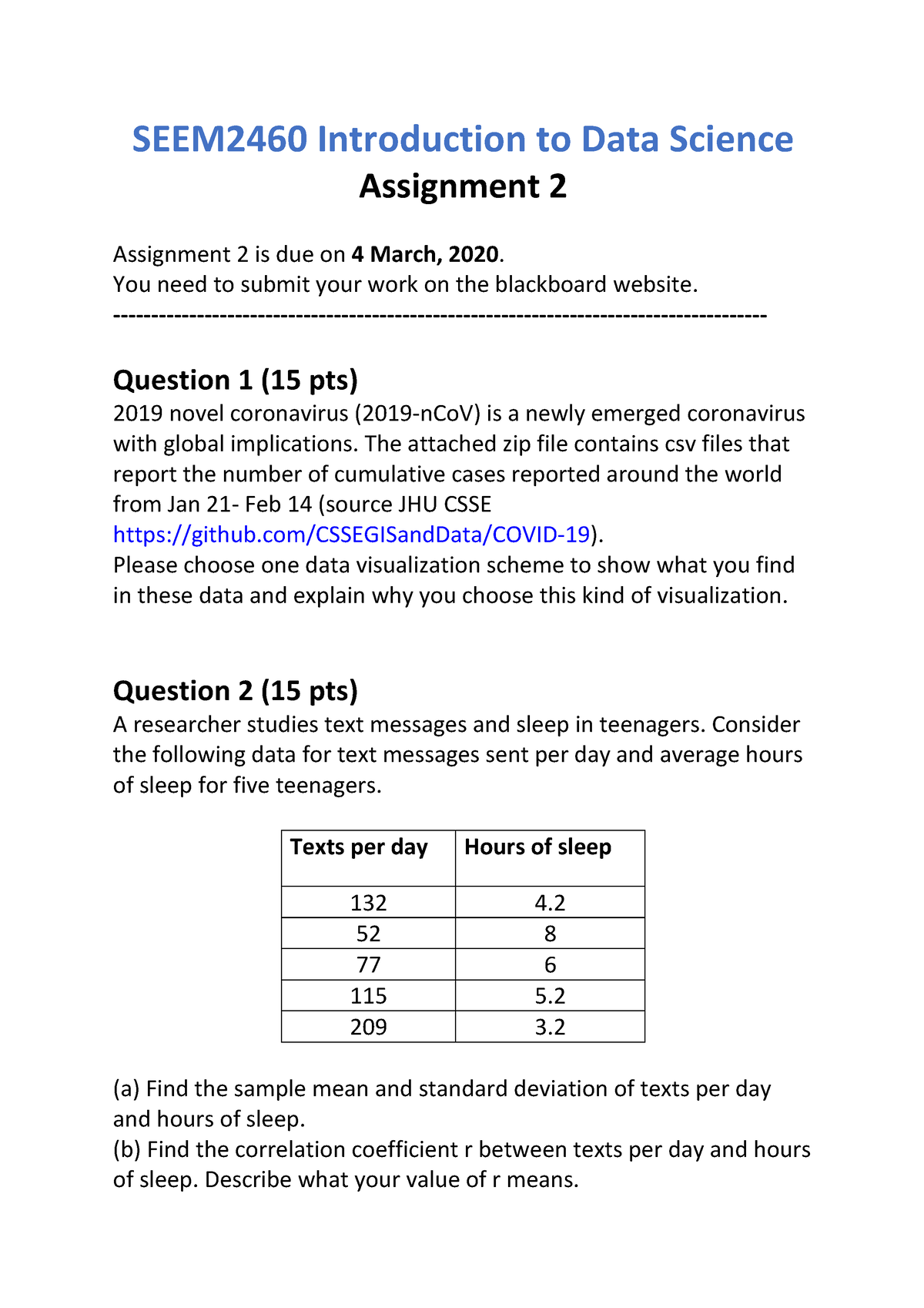 introduction to data science assignment 2