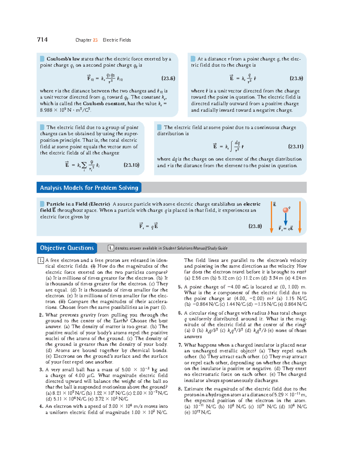 P Chapter 23 practice 714 chapter 23 electric Fields Coulomb’s law