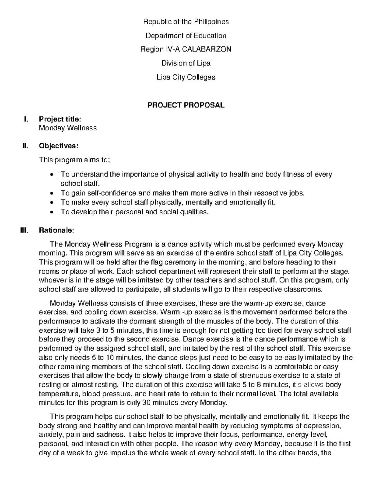 Project Proposal Finals - Republic of the Philippines Department of ...