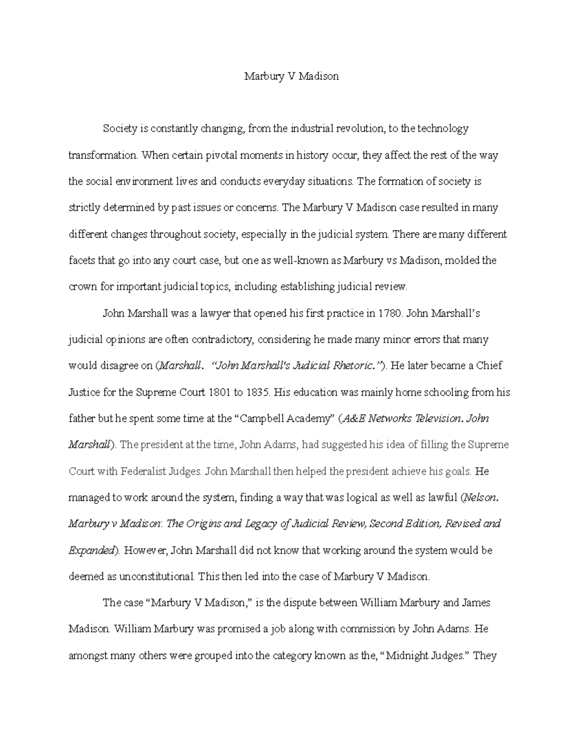 Marbury V Madison Edit Revise - Marbury V Madison Society is constantly ...