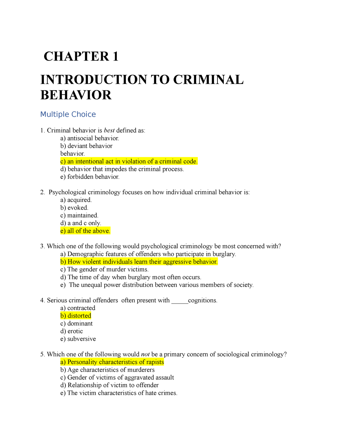 criminal behavior essay topics