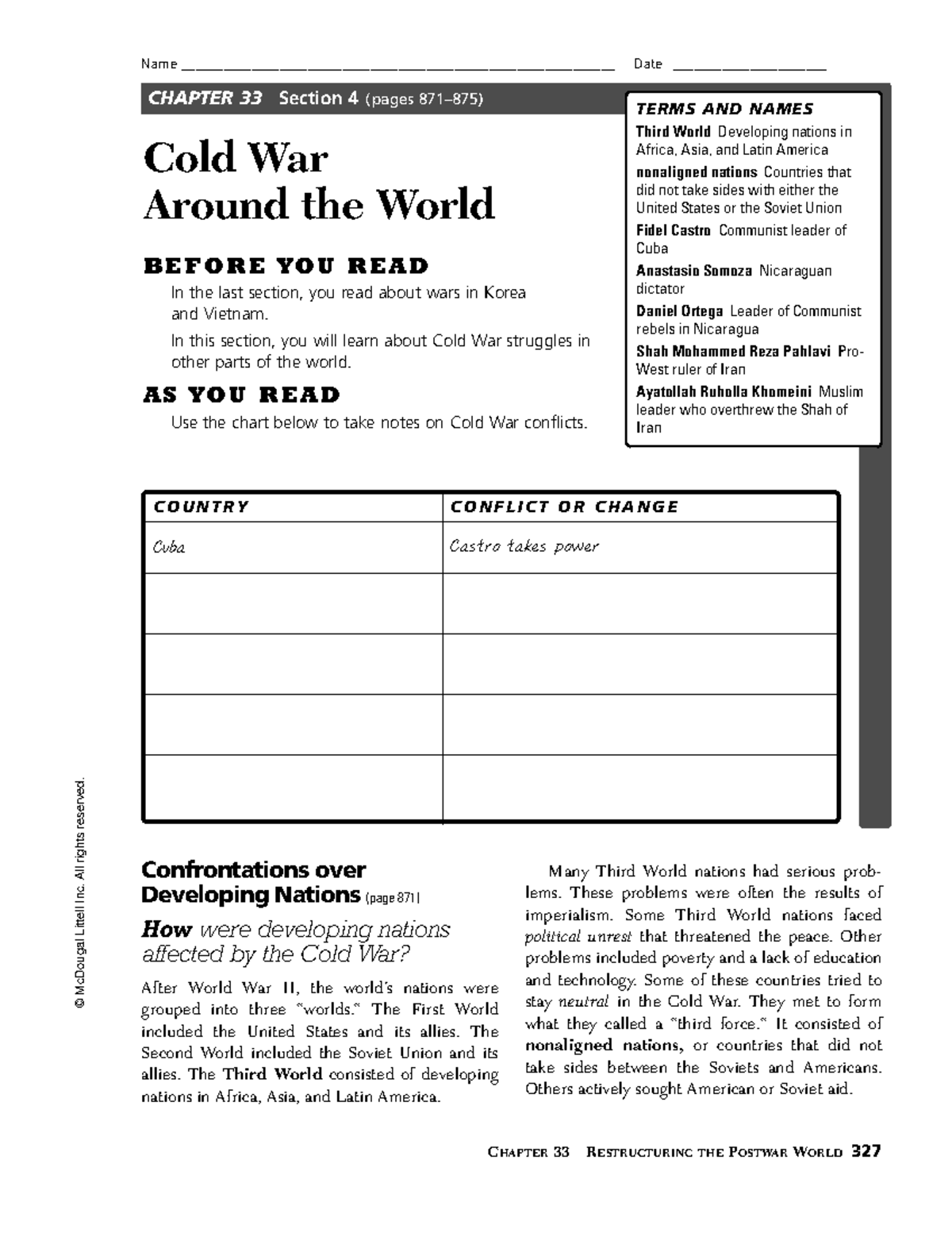 Cold War Around the World © McDougal Littell Inc. All rights reserved