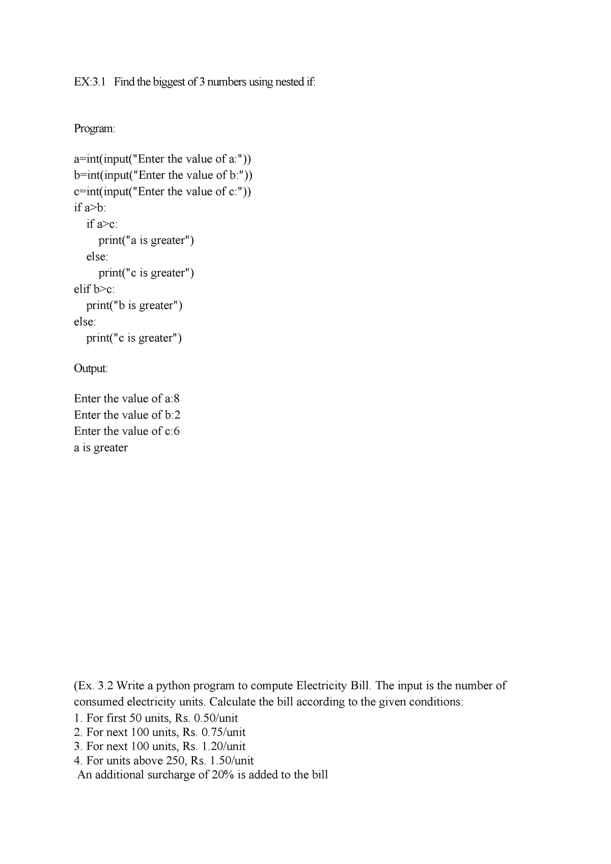 Program notes 3.1 to 3 - EX:3 Find the biggest of 3 numbers using ...