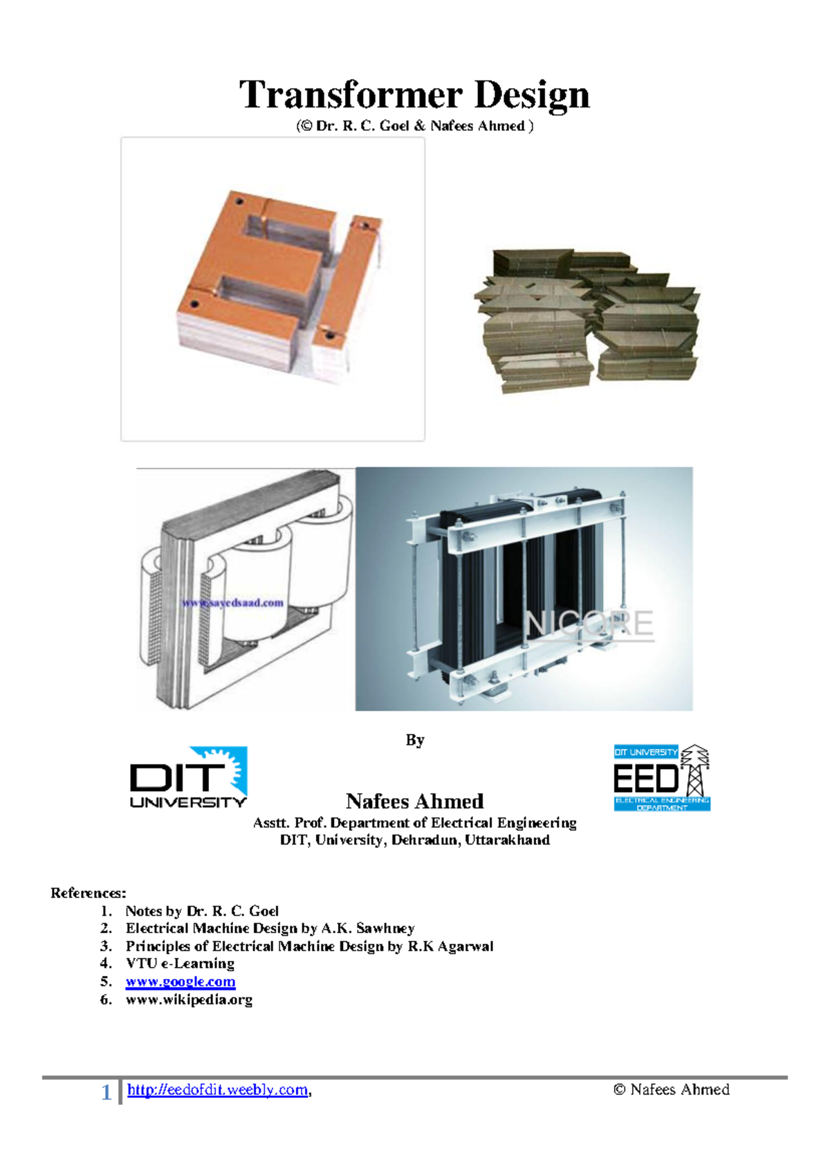 Emd transformer design - eedofdit.weebly, © Nafees Ahmed Transformer ...