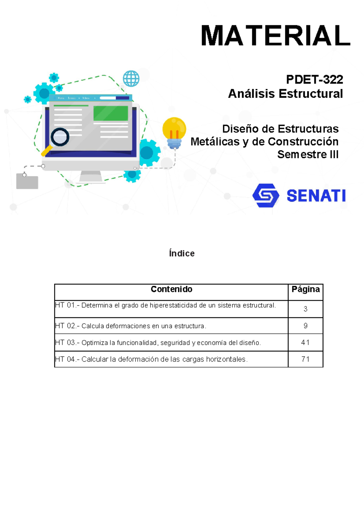 PDET-322 Material Uwu - Índice Contenido Página HT 01.- Determina El ...