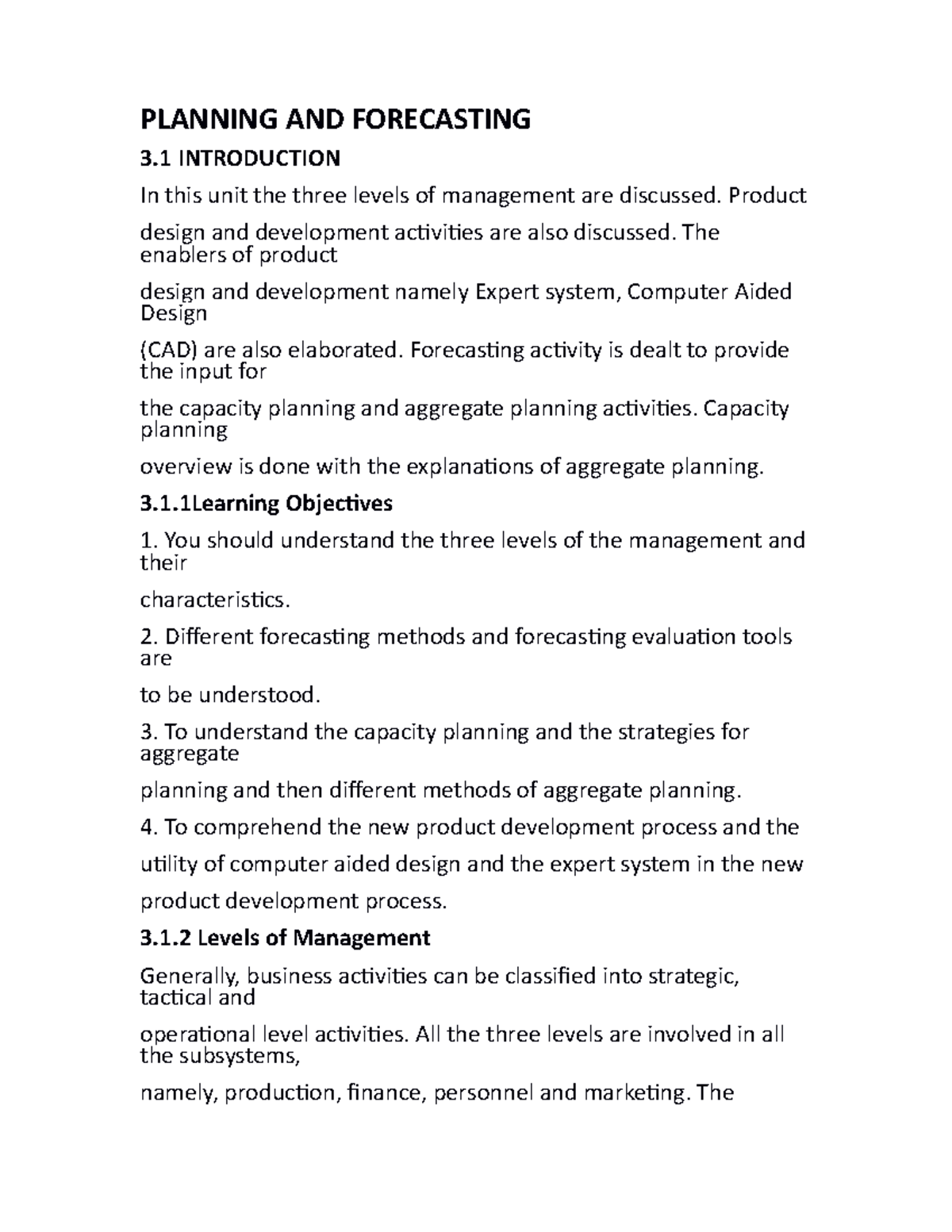 Planning AND Forecasting - PLANNING AND FORECASTING 3 INTRODUCTION In ...