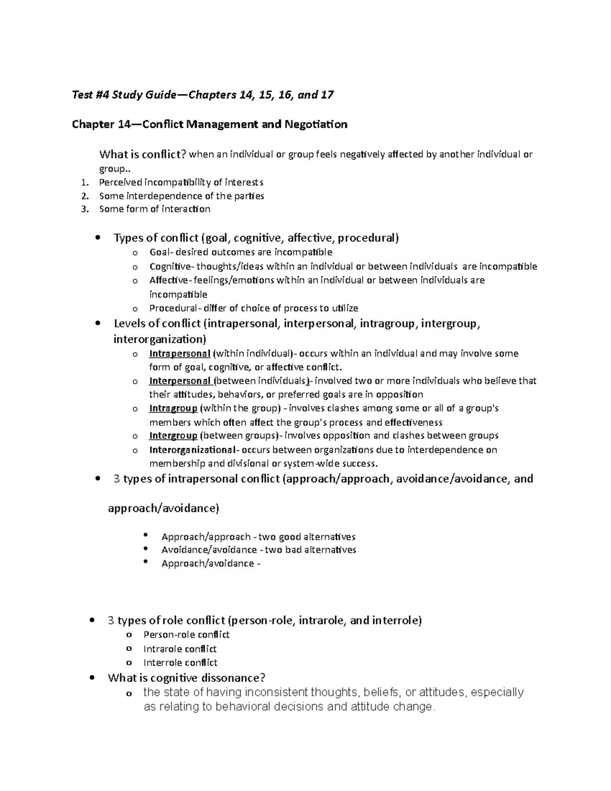 Exam 4 study guide - Test #4 Study Guide—Chapters 14, 15, 16, and 17 ...