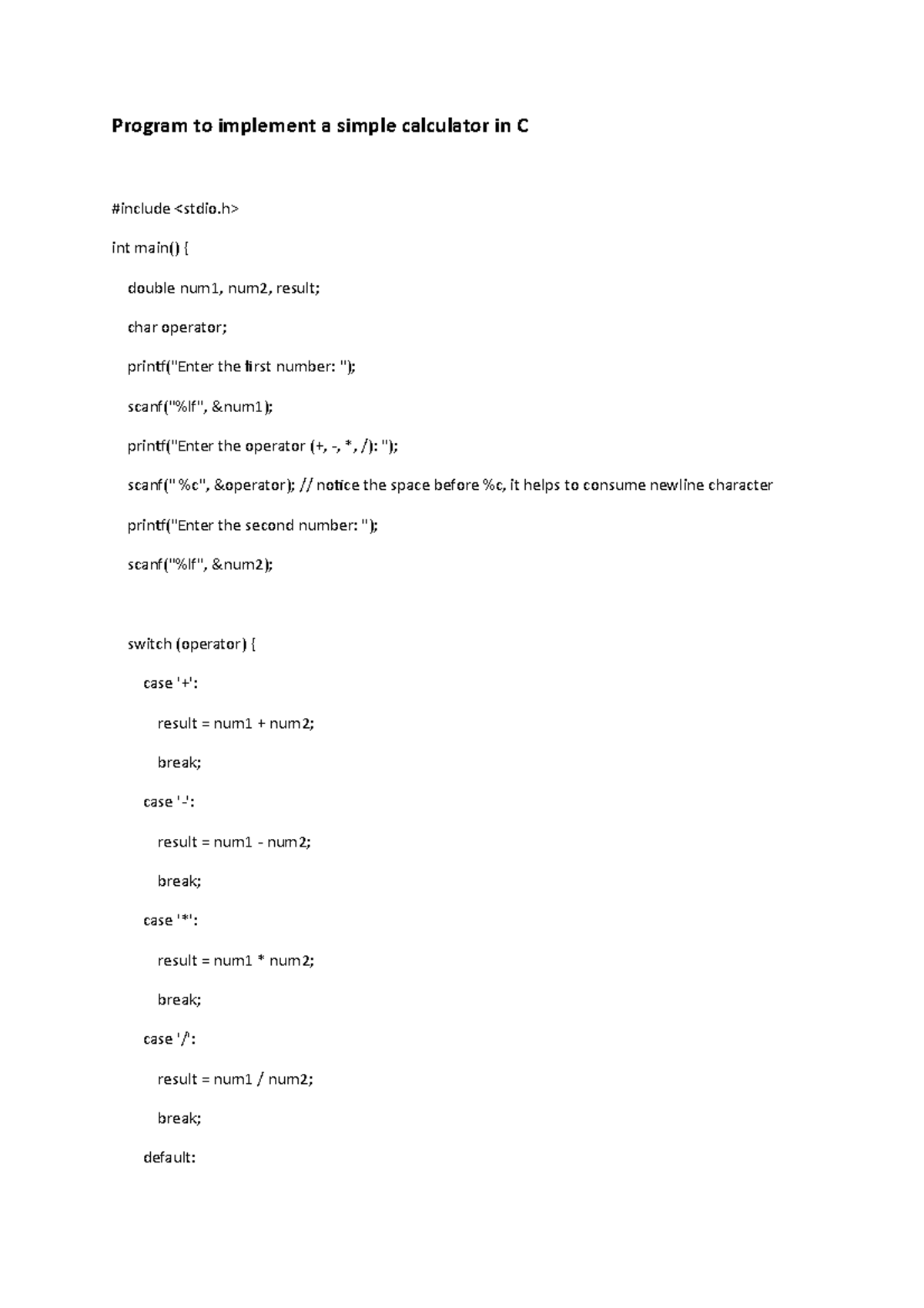 simple-calculator-in-c-program-to-implement-a-simple-calculator-in-c