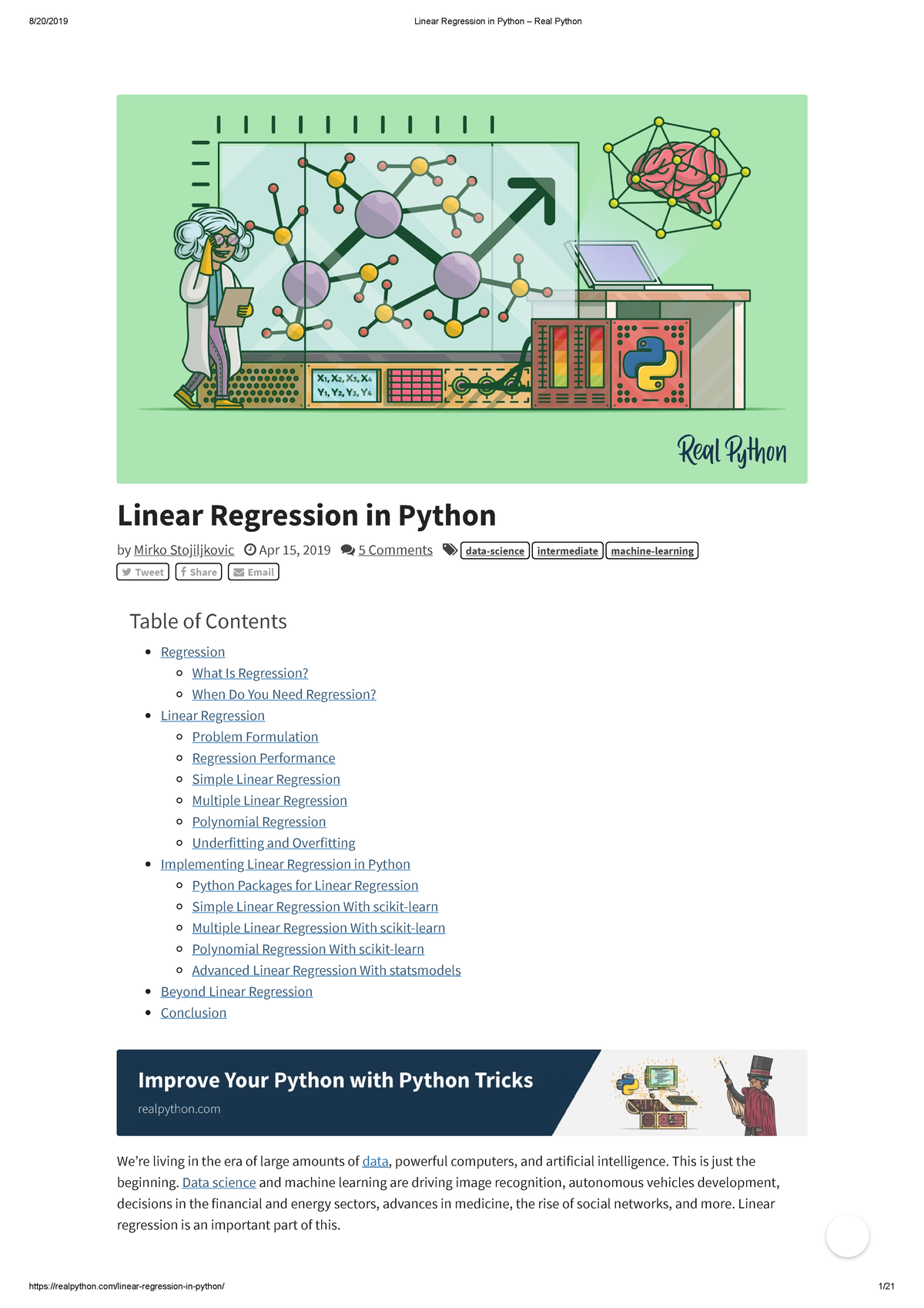 Linear Regressionin Python - Linear Regression in Python by Mirko ...
