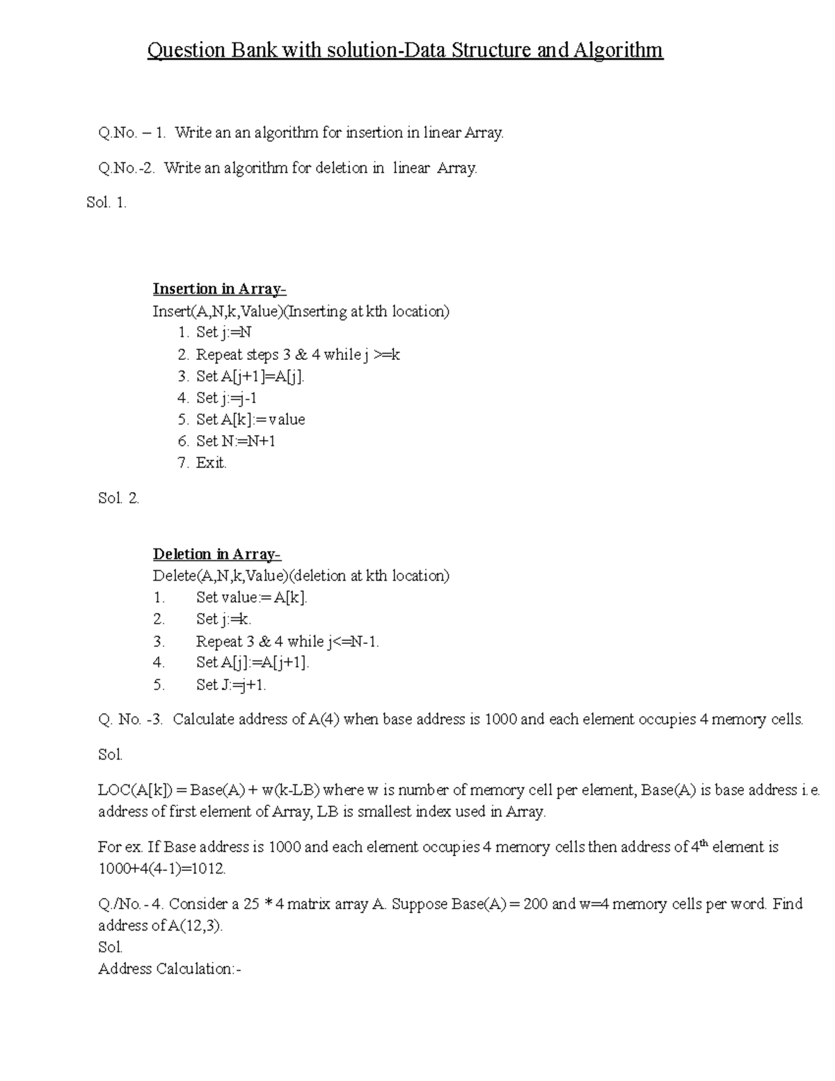 Dsa question bank - Question Bank with solution-Data Structure and ...