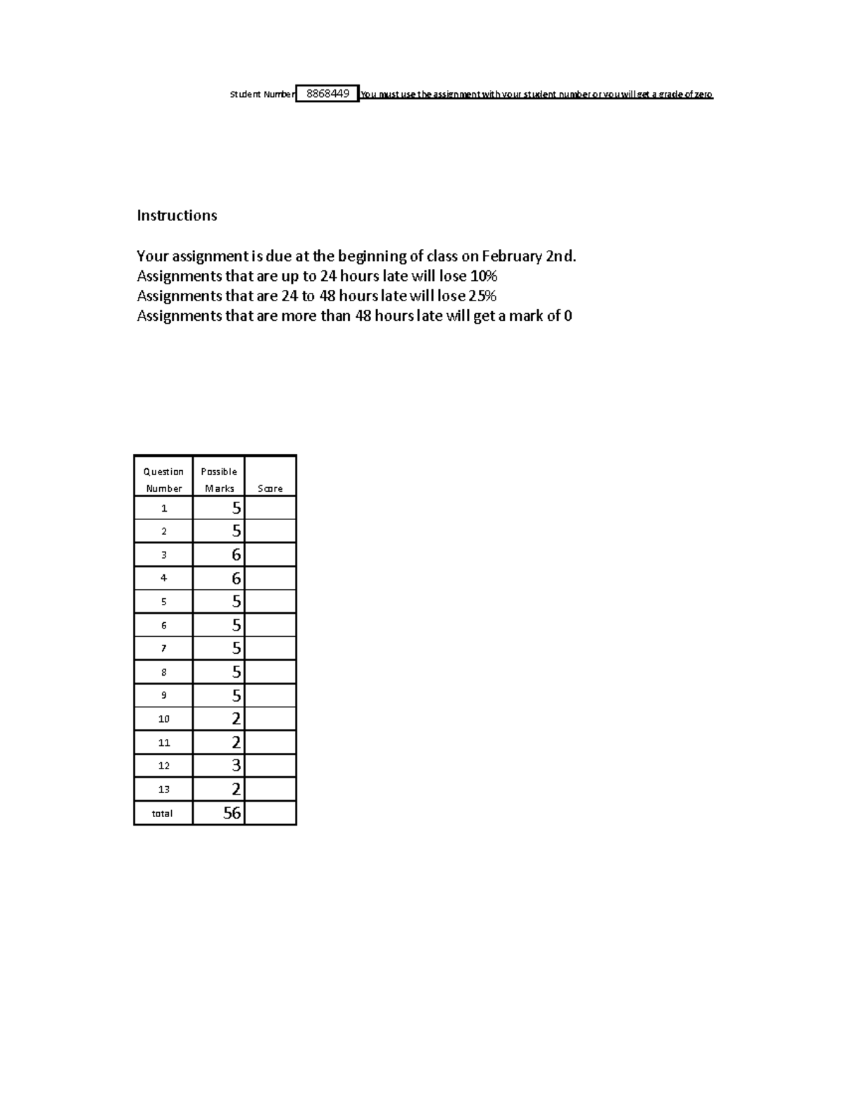 assignment method questions