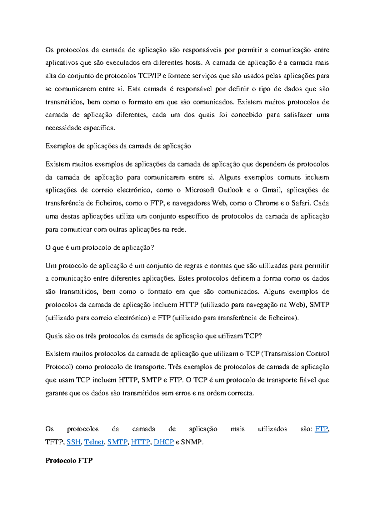 Os protocolos da camada de aplicação - A camada de aplicação é a camada ...