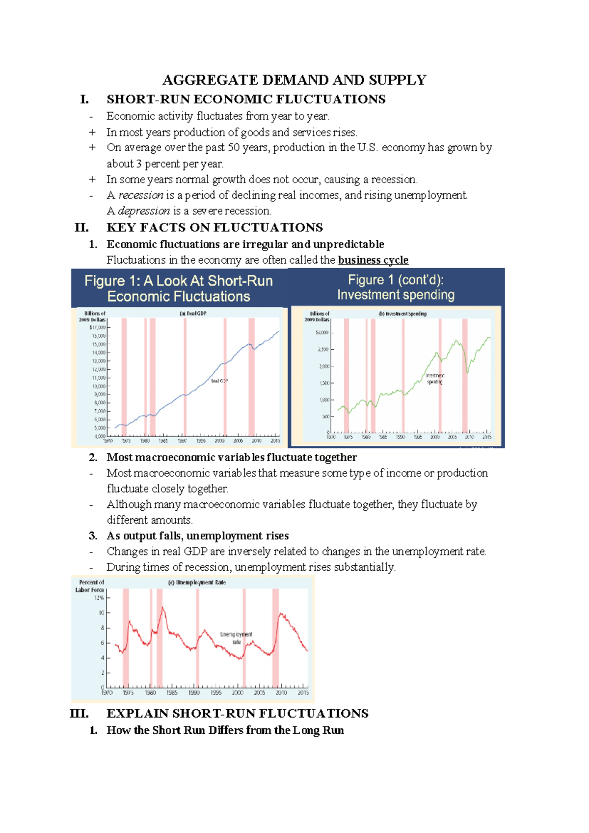 Aggregate Demand AND Supply - AGGREGATE DEMAND AND SUPPLY I. SHORT-RUN ...