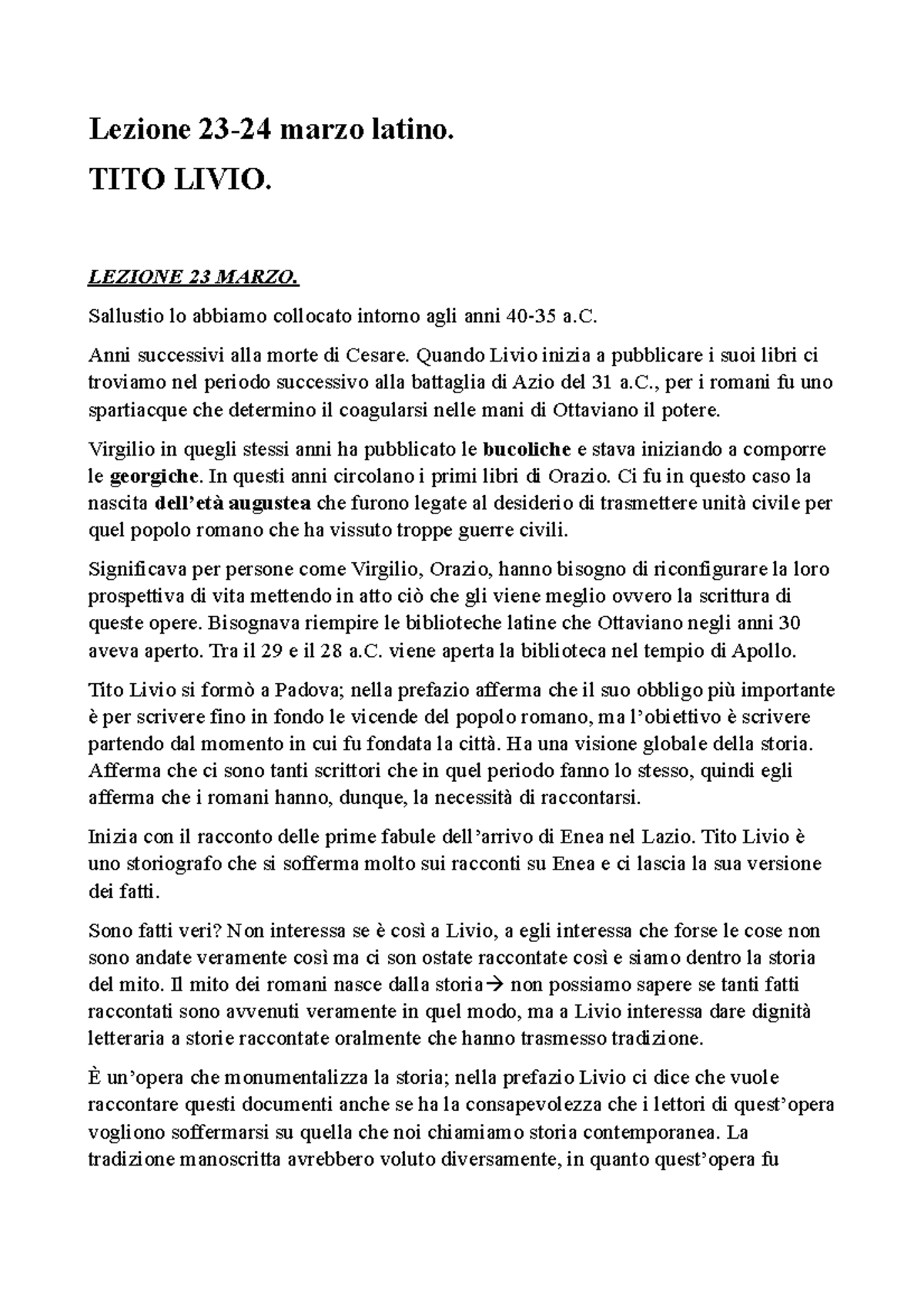 Tito Livio ab urbe condita Libro I capitoli 113 Lezione 2324 marzo latino. TITO LIVIO