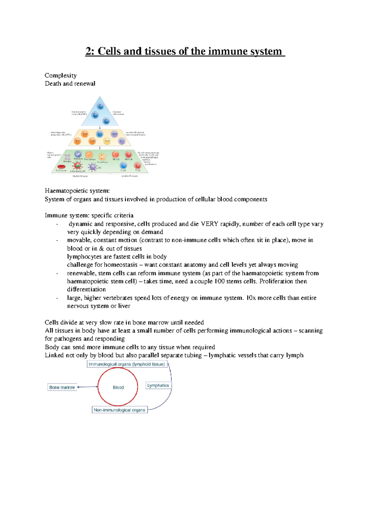 2 cells & tissues - Lecture notes 2 - 2: Cells and tissues of the ...