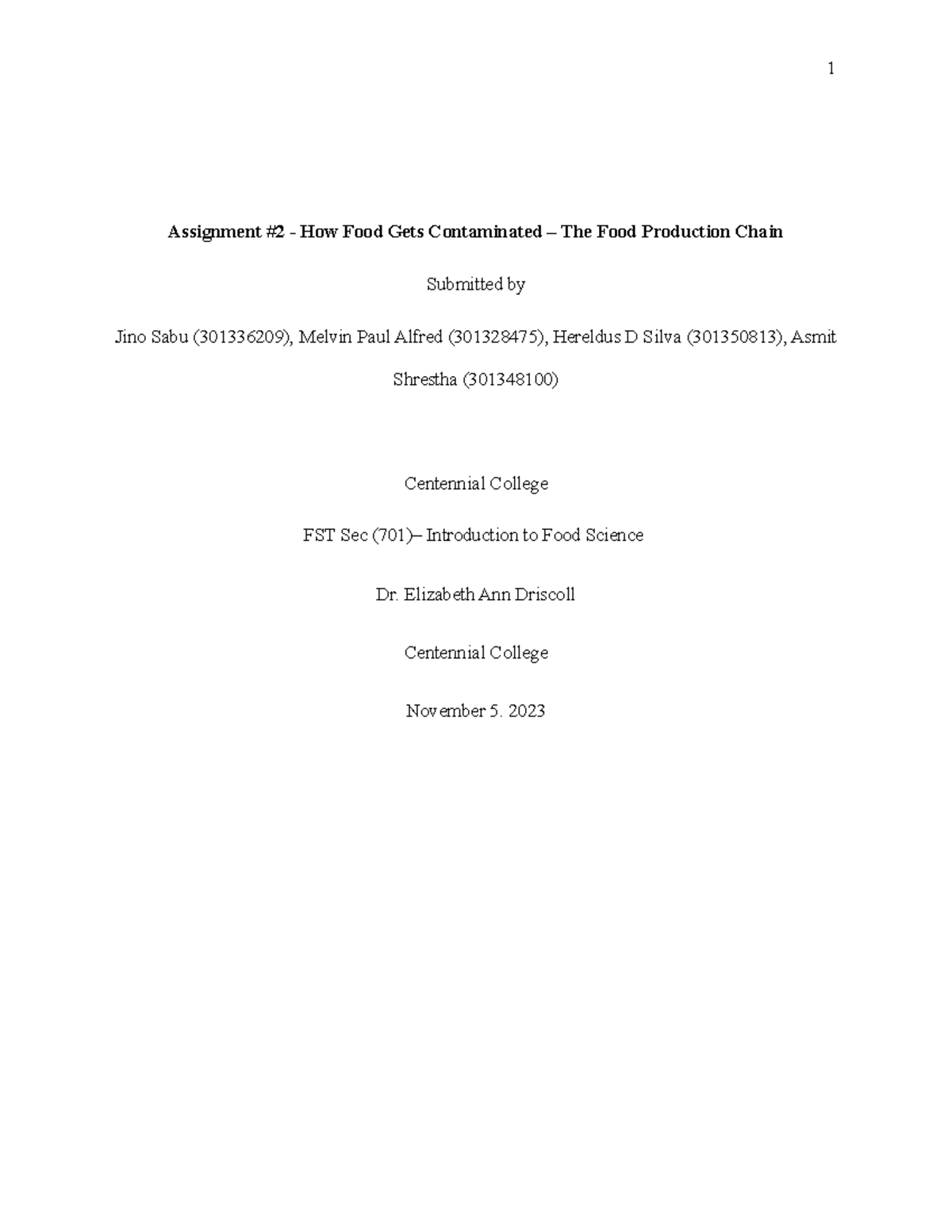 Assignment 2 Food Science - Assignment #2 - How Food Gets Contaminated ...