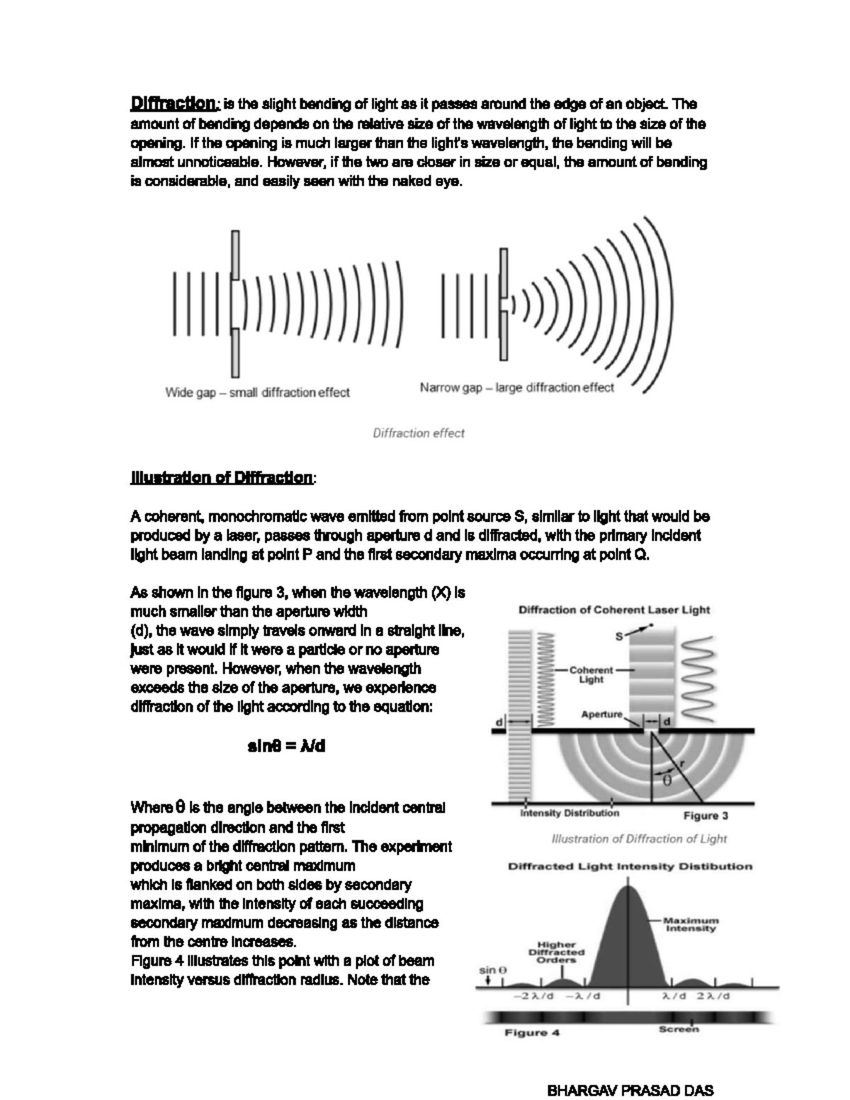 Diffraction of light - B. Tech in Information Technology - Studocu