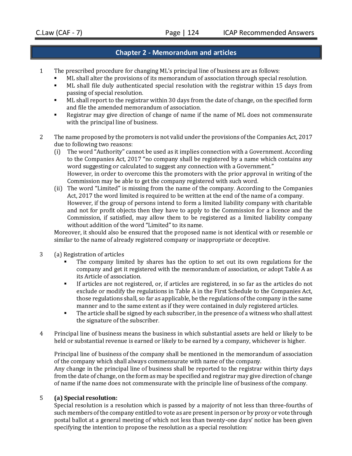 Solutions Chapter 2 Company Law 2017 - Chapter 2 - Memorandum And ...