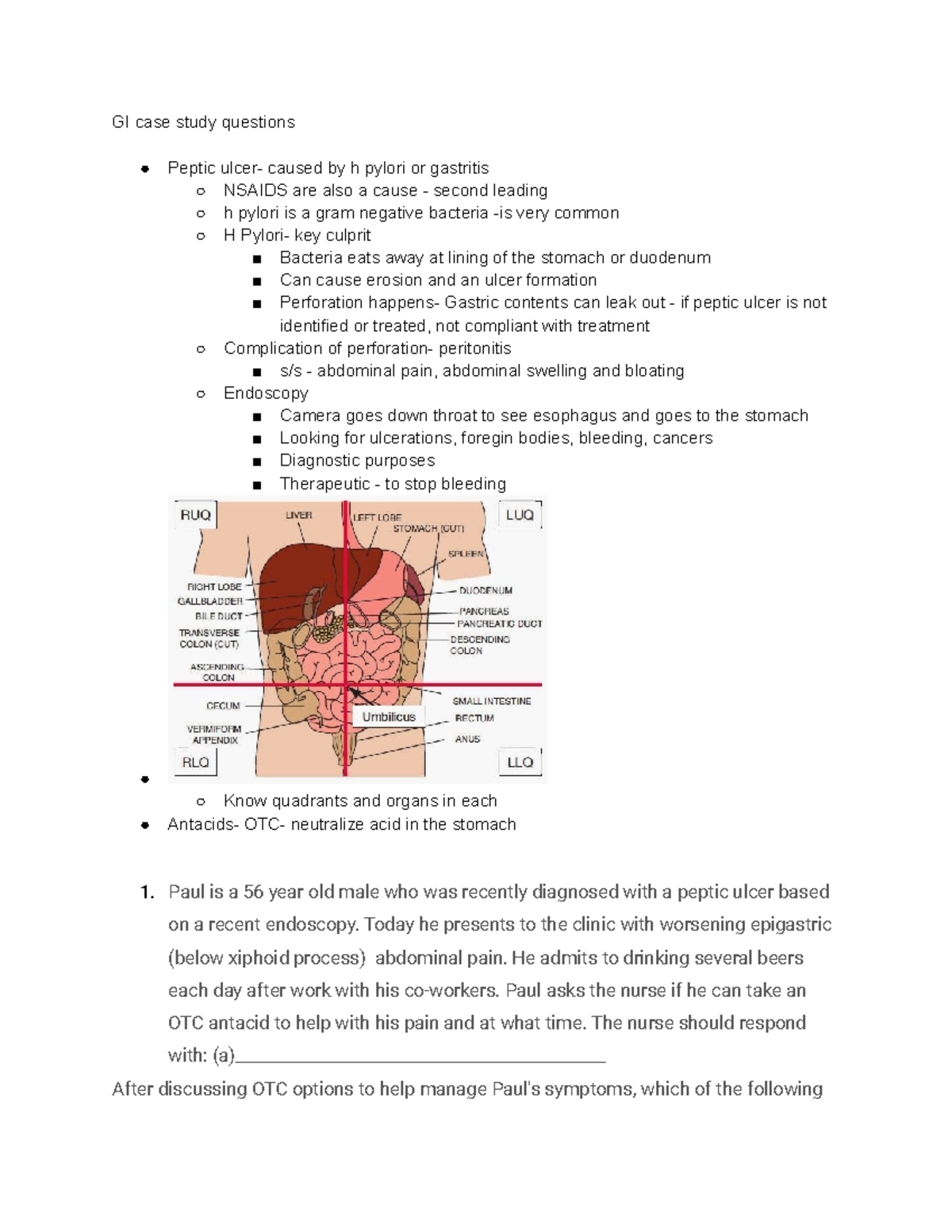 peptic ulcer case study questions