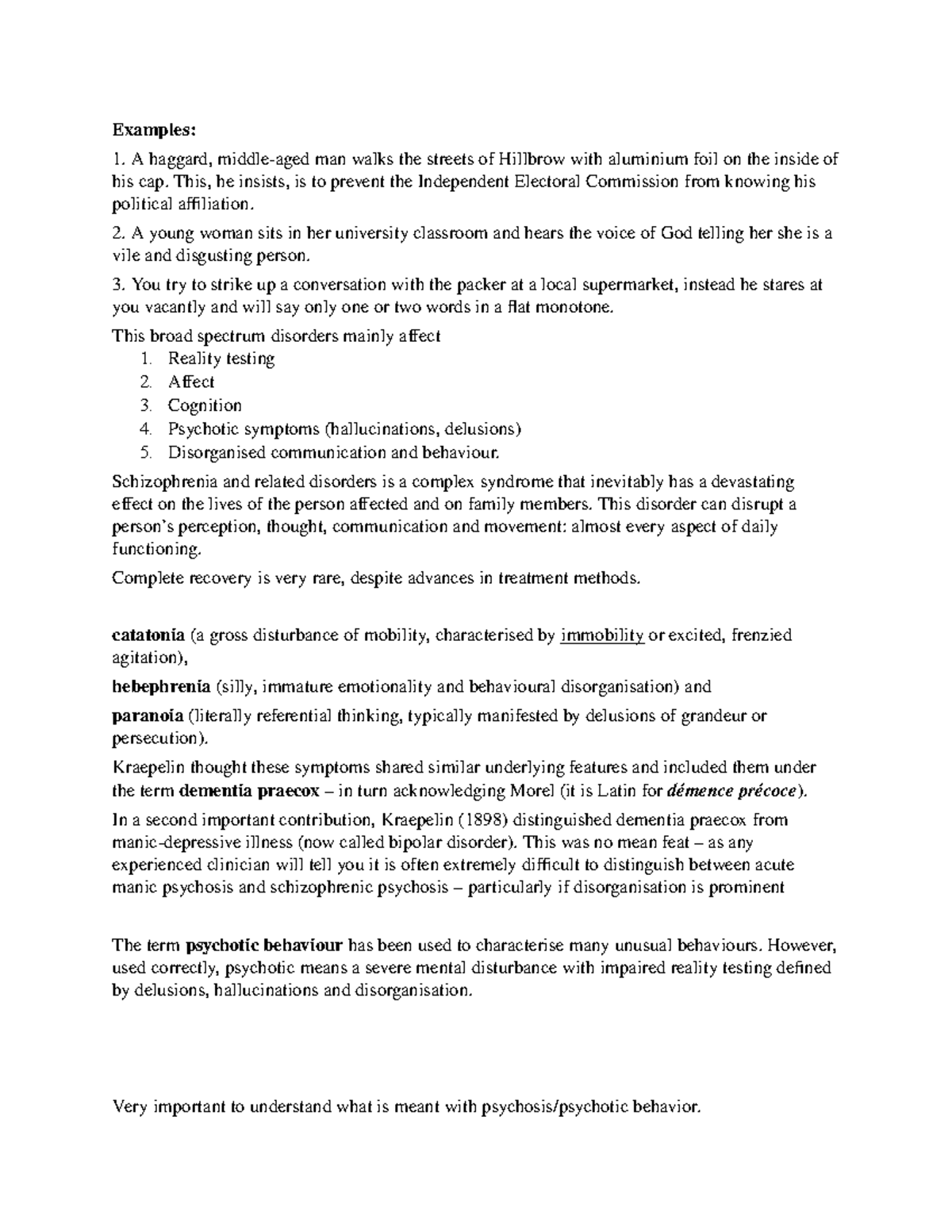 Chapter 13 Psychology - Exam, extra notes - Examples: A haggard, middle ...