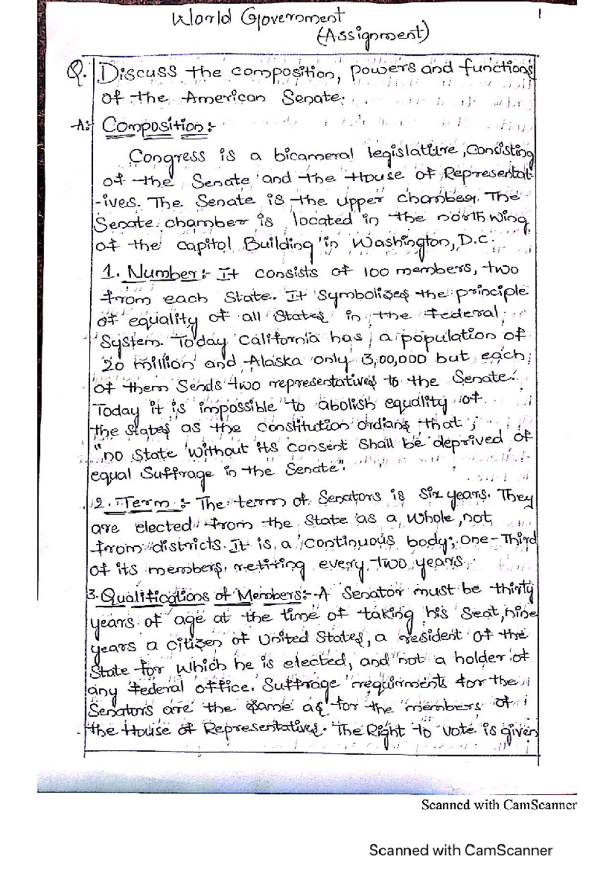 World Government Assignment 02 - World Government (Assignment) Q ...