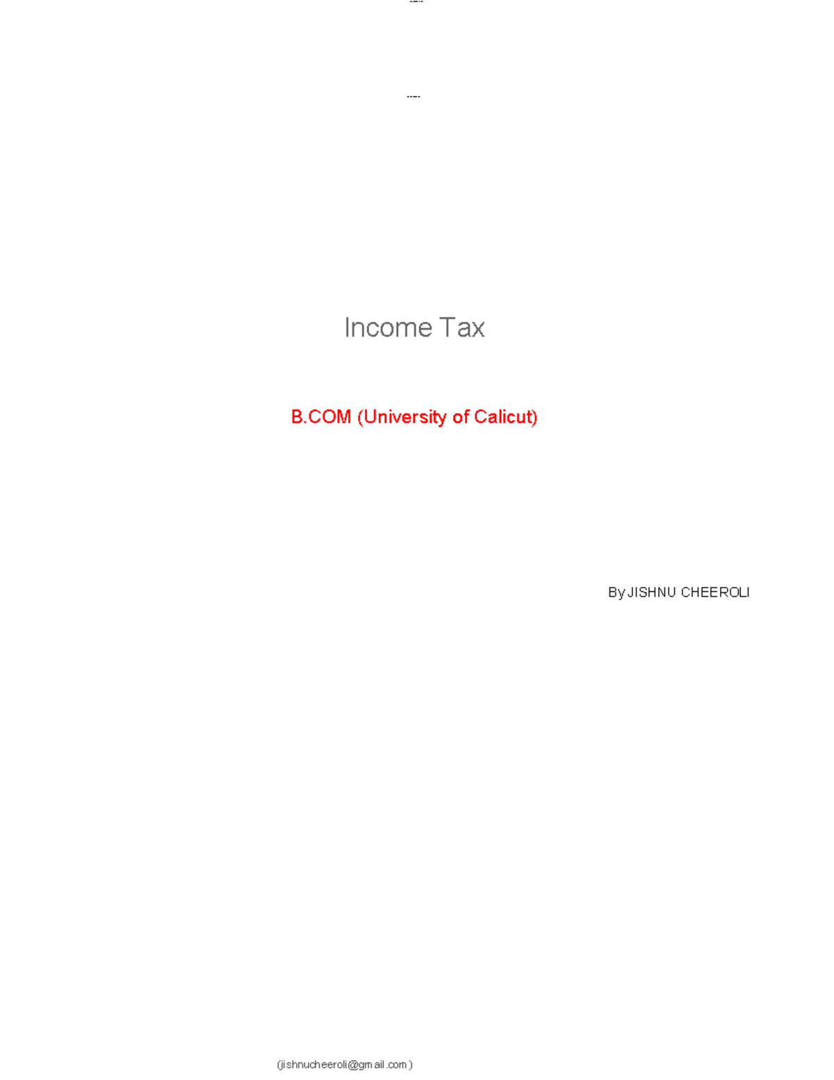 Income Tax - LOMoAR CPSD| 3259851 Income Tax B (University Of Calicut ...