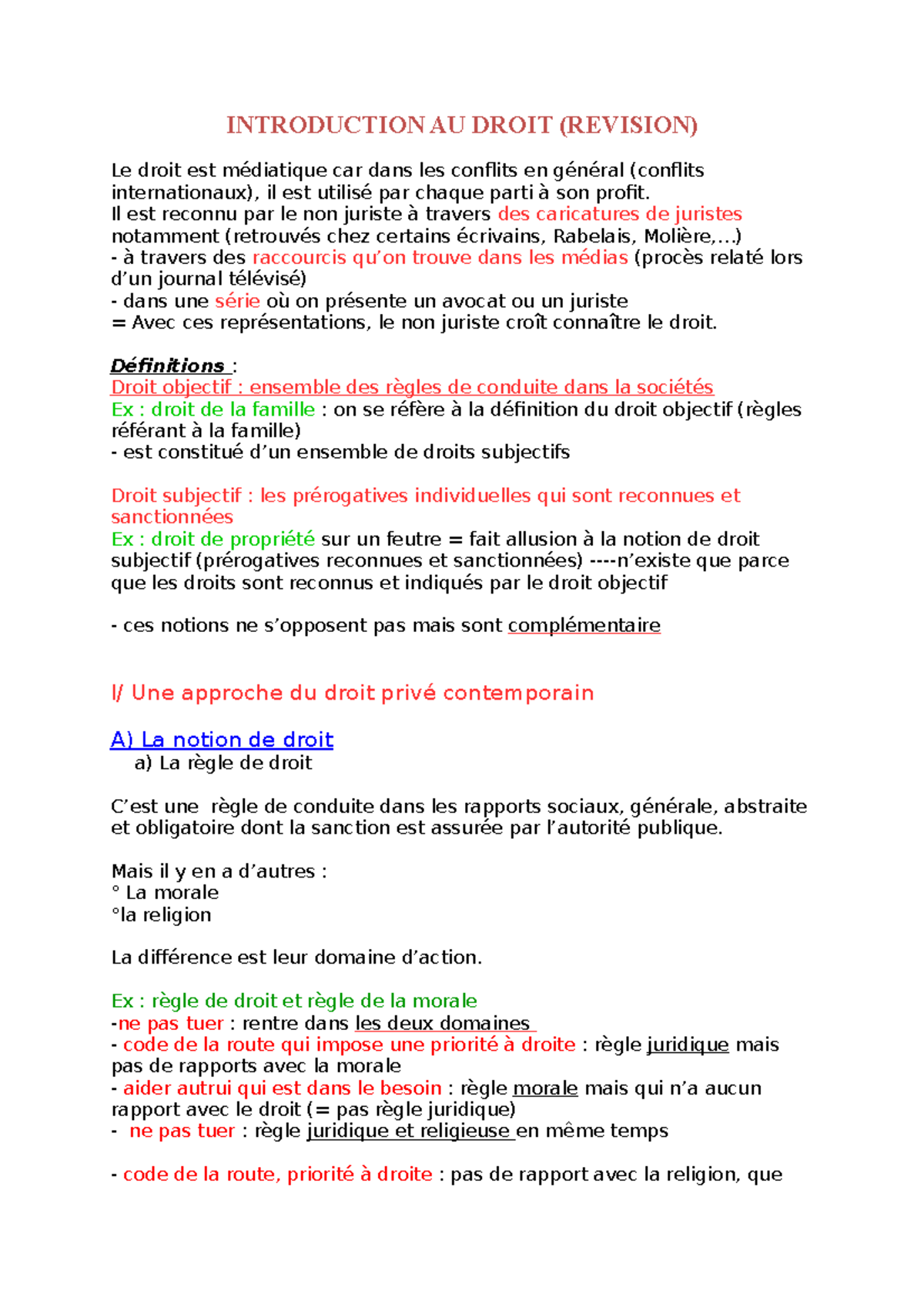 Révision - Introduction au droit cours complet - UMontpellier - Studocu