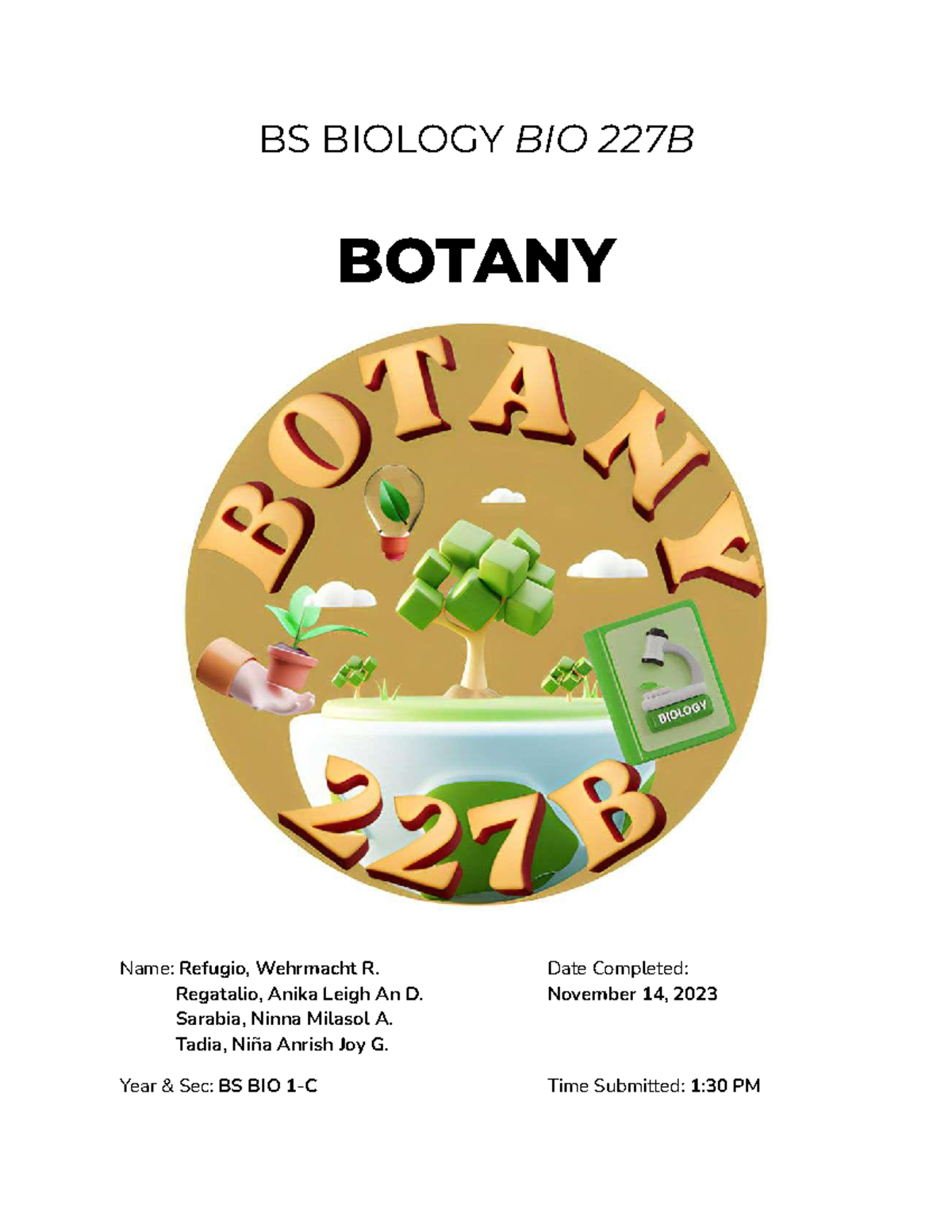 Botany Lab Act 8 - Lab Activity - BS BIOLOGY BIO 227B BOTANY Name ...