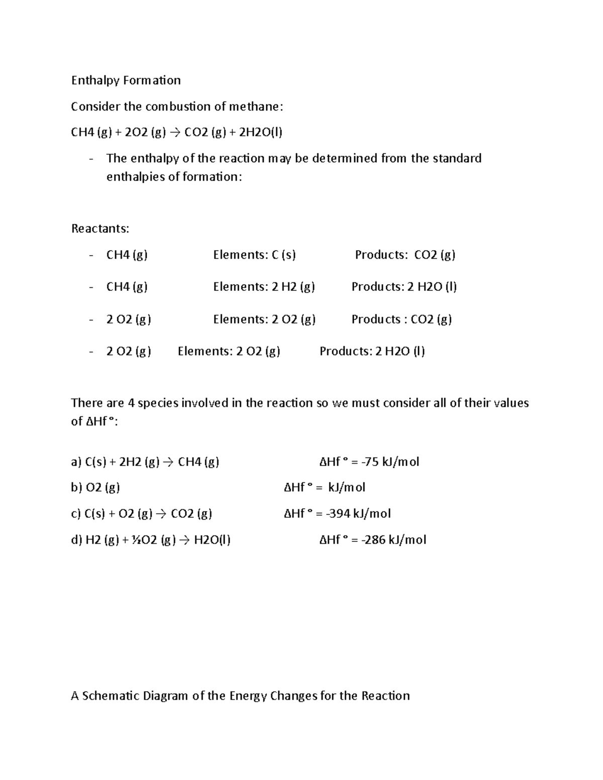 248 Enthalpy Formation Enthalpy Formation Consider the combustion