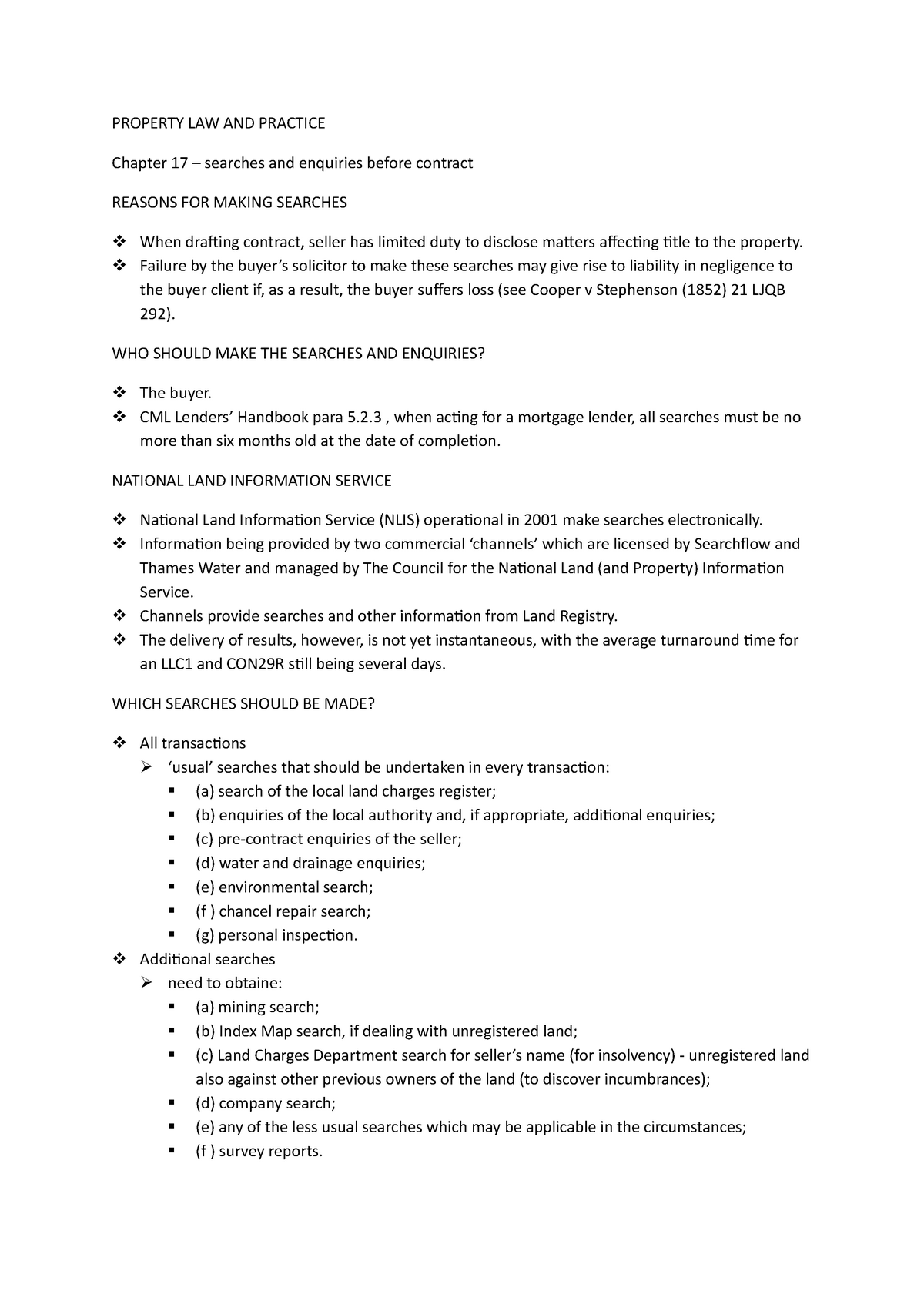 Chapter 17 - PROPERTY LAW AND PRACTICE Chapter 17 – searches and ...