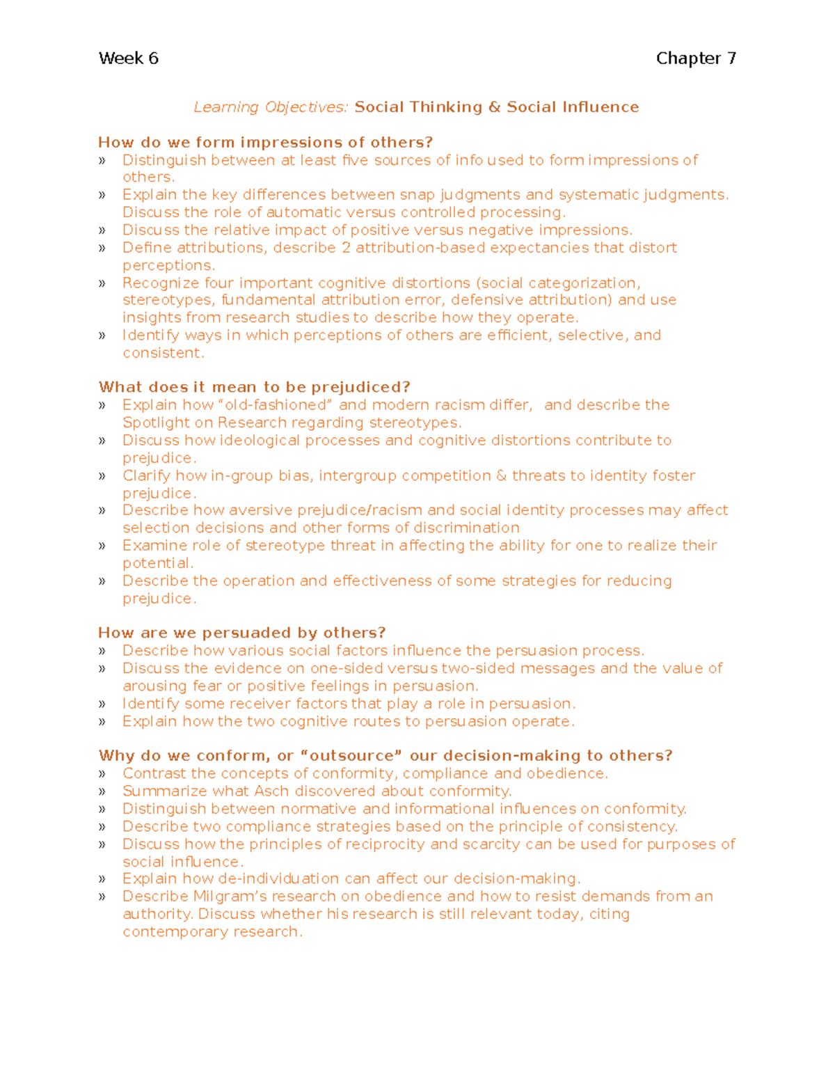 2035 - W6 - Social Thinking & Influence - Week 6 Chapter 7 Learning ...