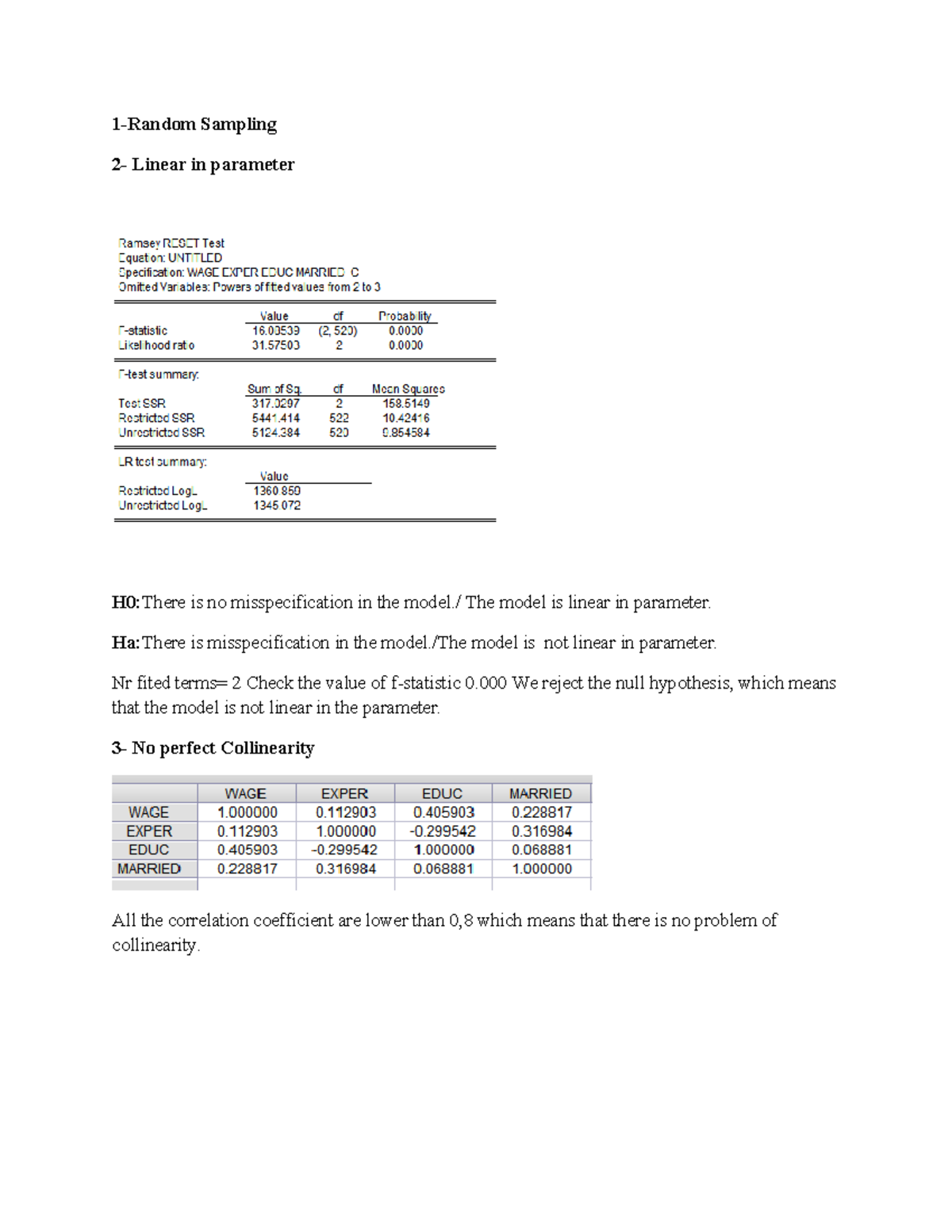 Doc1 - Gauss markov assumption - 1-Random Sampling 2- Linear in ...