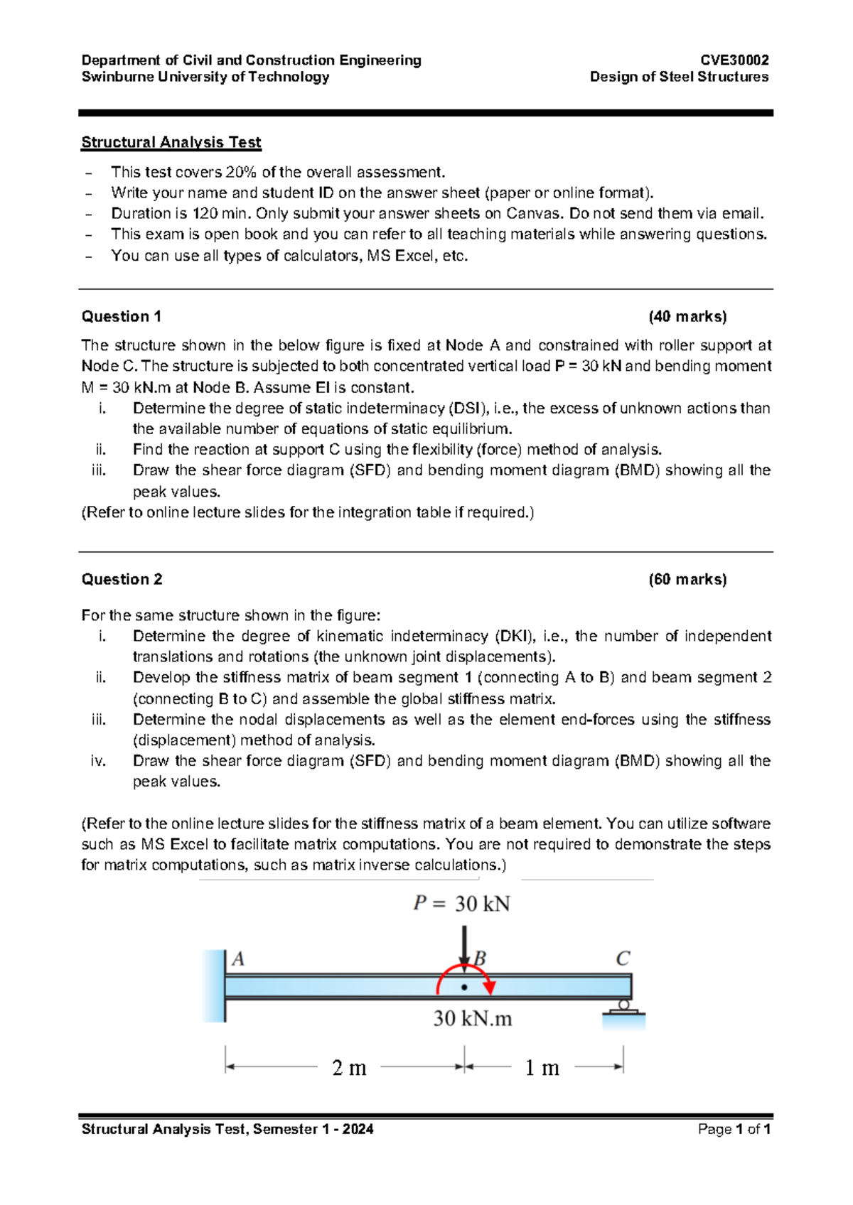 E5 Exam Paper March 2024 - Department of Civil and Construction ...