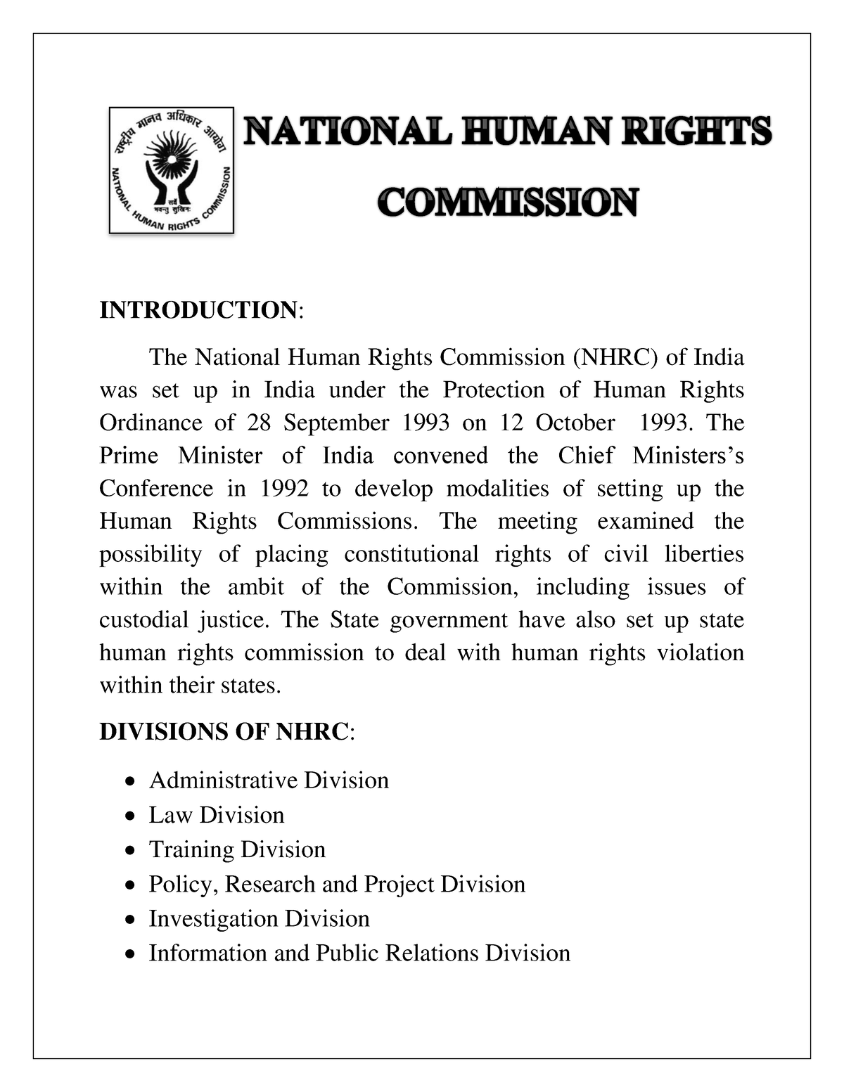 national human rights commission case study