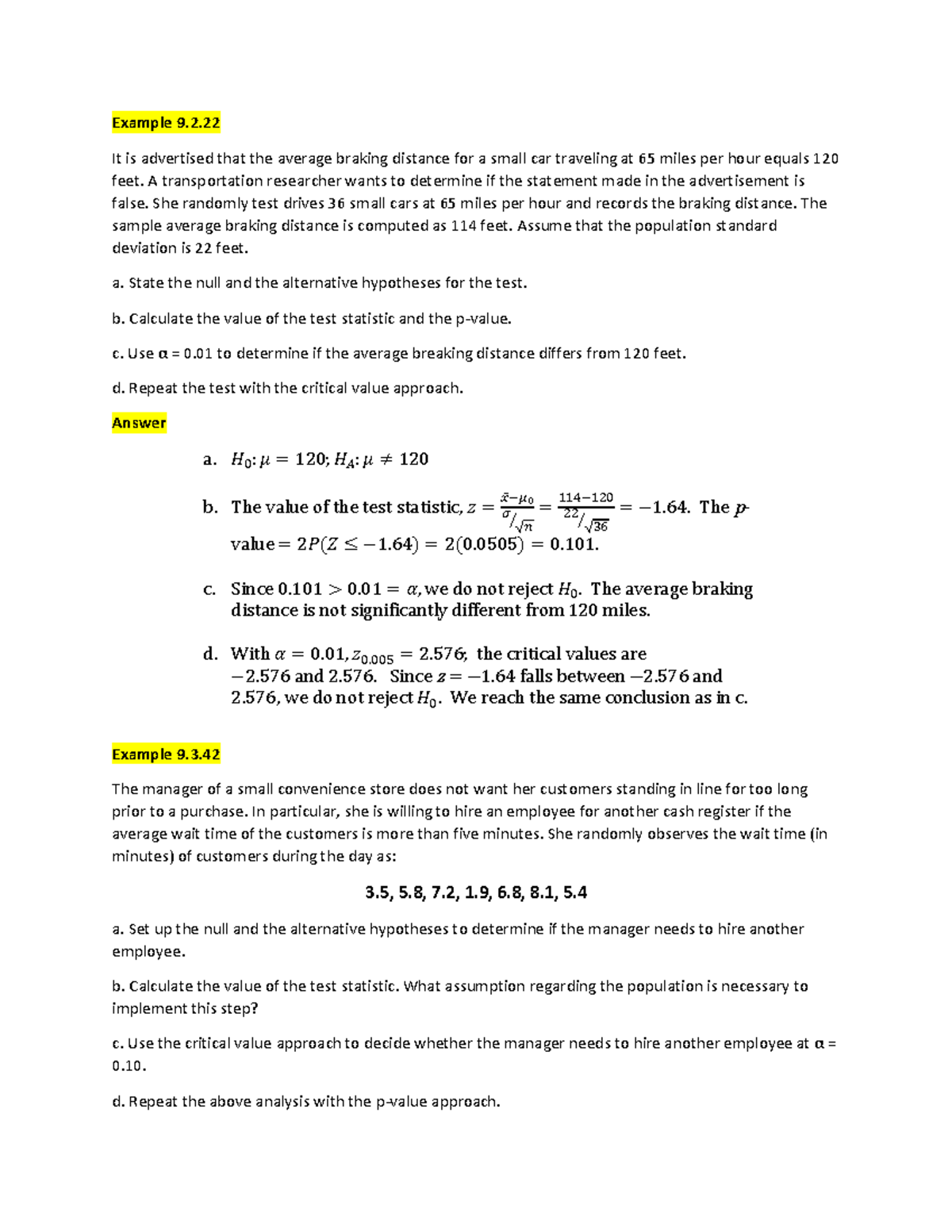 Chapter+9+Review - Statistics Review of Chapter 9 - Example 9. It is ...