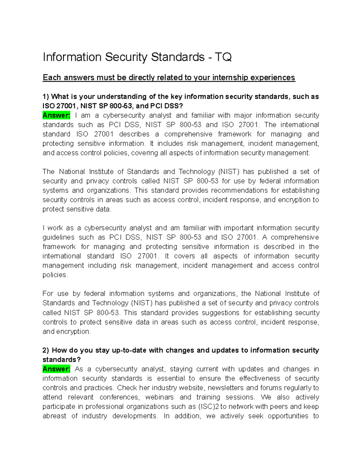 Information Security Standards The international standard ISO 27001