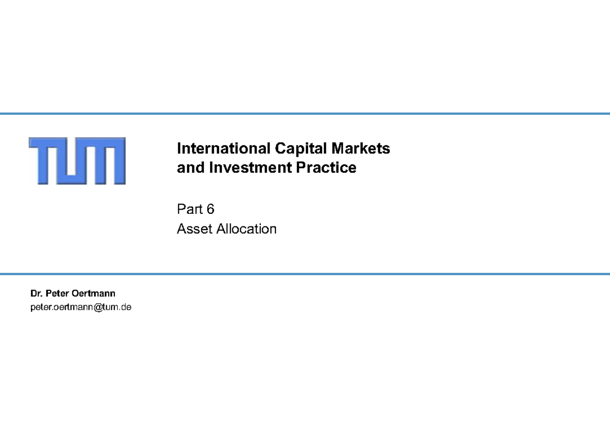 2020 ICM Lecture 6 - International Capital Markets and Investment ...