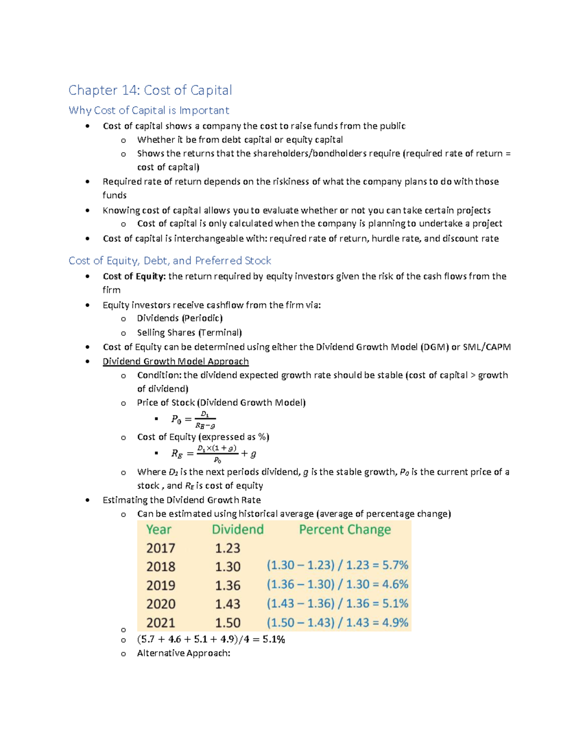 2FB3 Finance Exam Notes Chapter 14 Cost of Capital Why Cost of