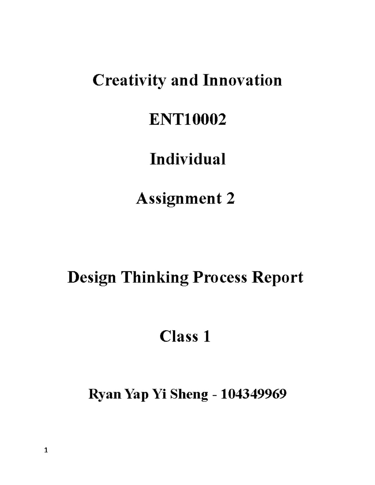 creativity and innovation assignment