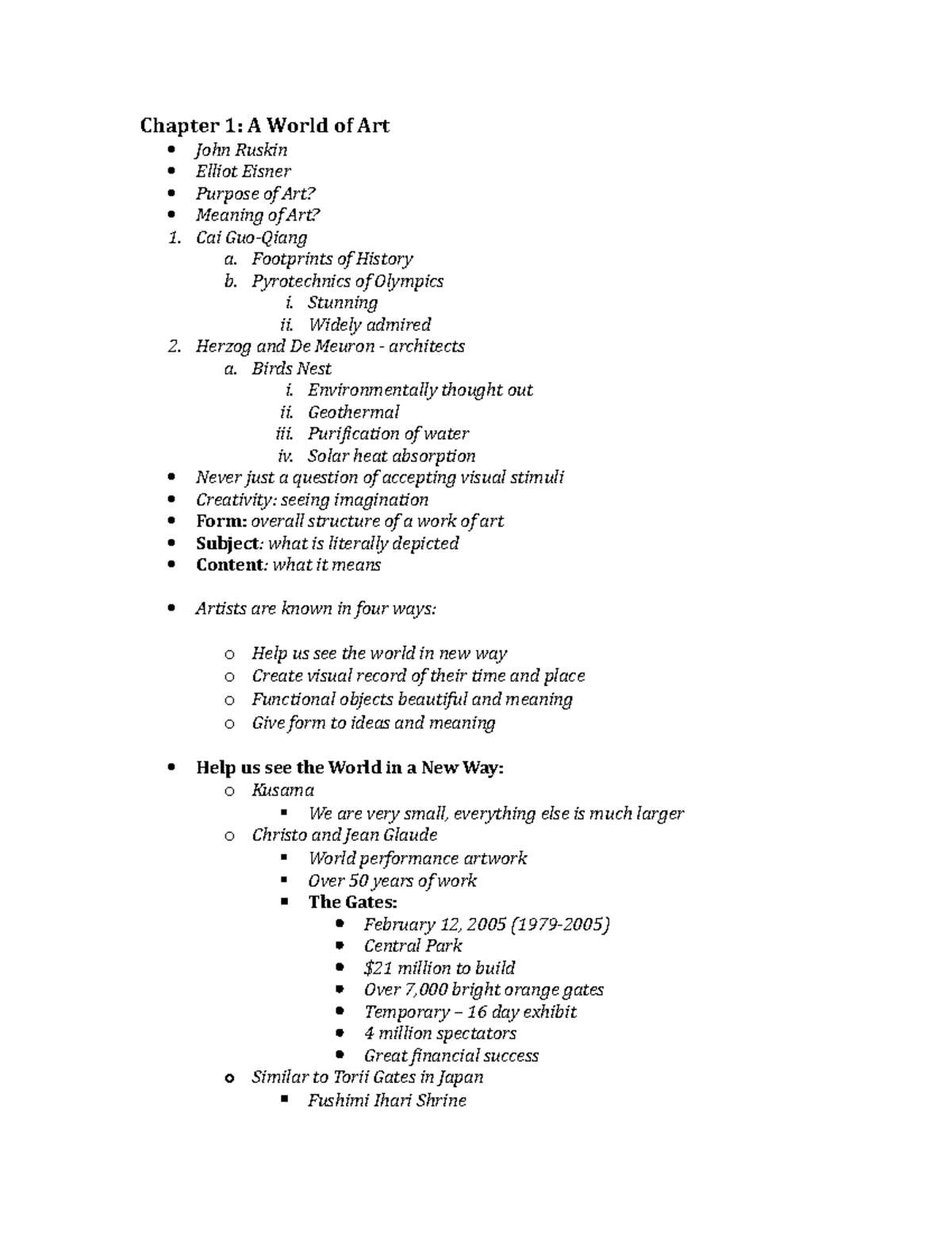 Exam 1 Notes - Bonnie Kerridge - Chapter 1: A World of Art John Ruskin ...